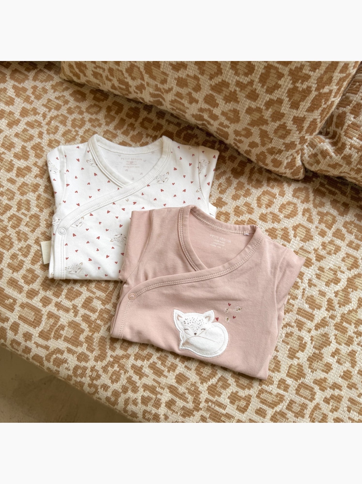 Lot de 2 bodies bébé manches longues ouverture croisée doucette - Rose