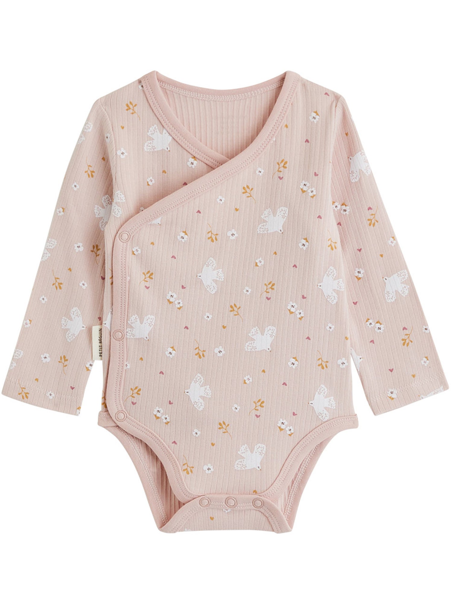 Lot de 2 bodies bébé manches longues ouverture croisée miette - Rose