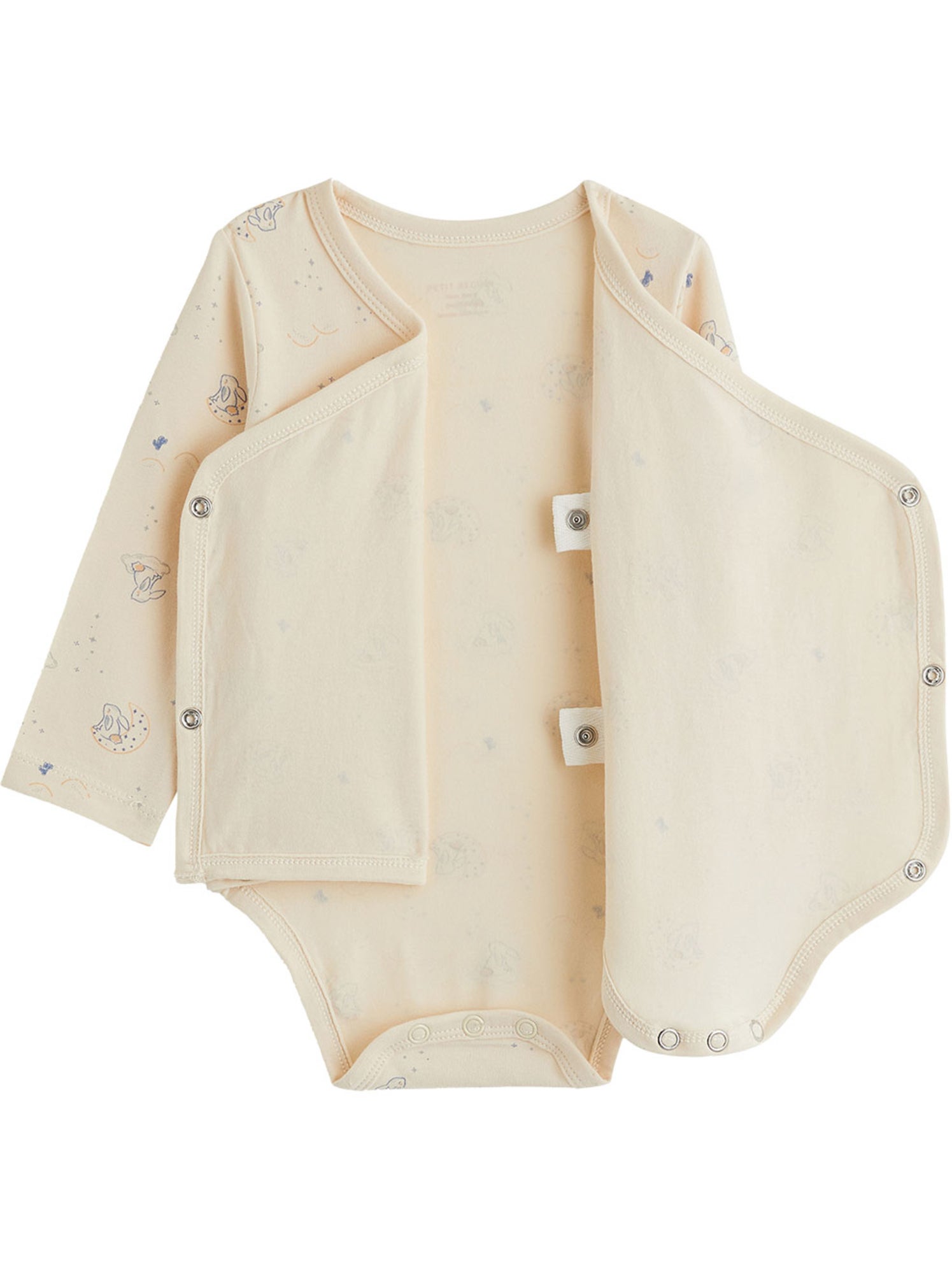 Lot de 2 bodies bébé manches longues ouverture croisée voix lactée - Bleu