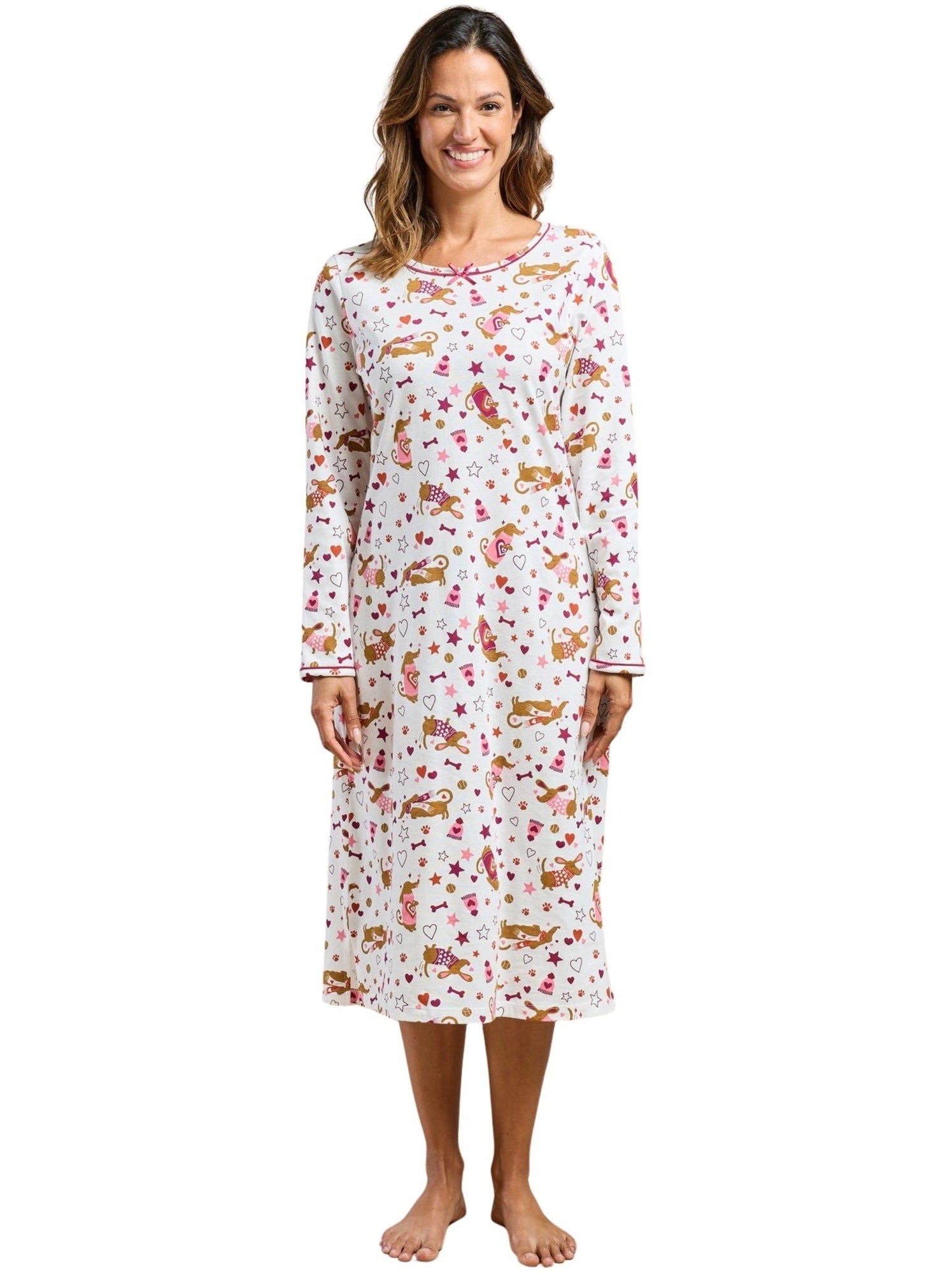 Lot de 2 chemises de nuit - DAXON - Blanc/Rouge