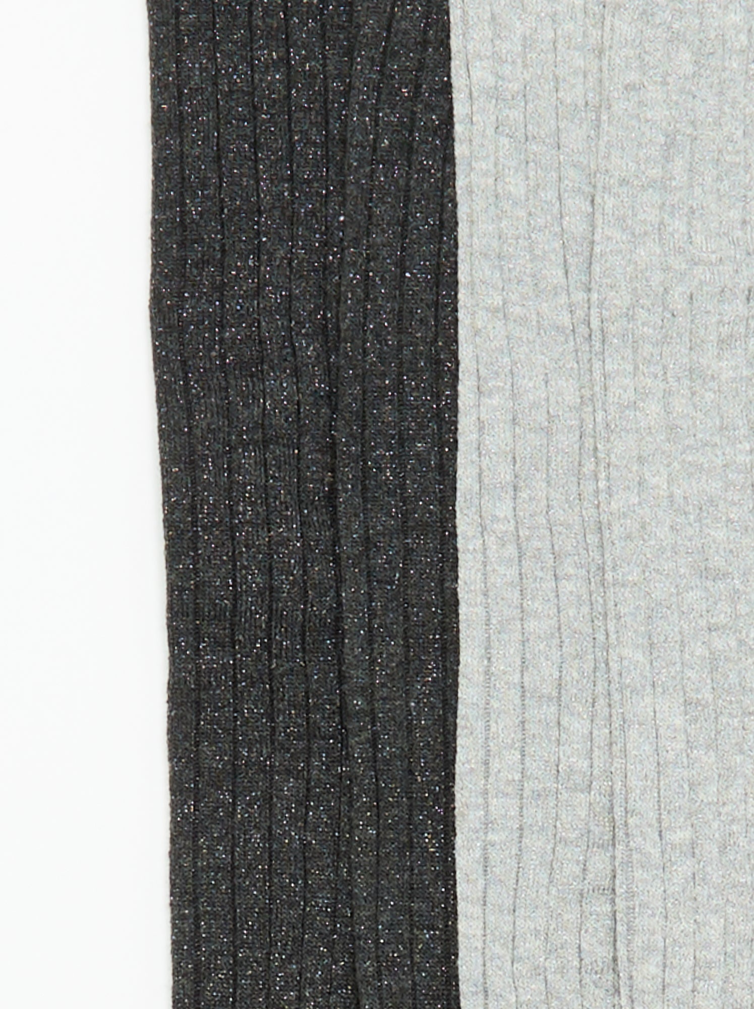 Lot de 2 collants en matière côtelée - Gris