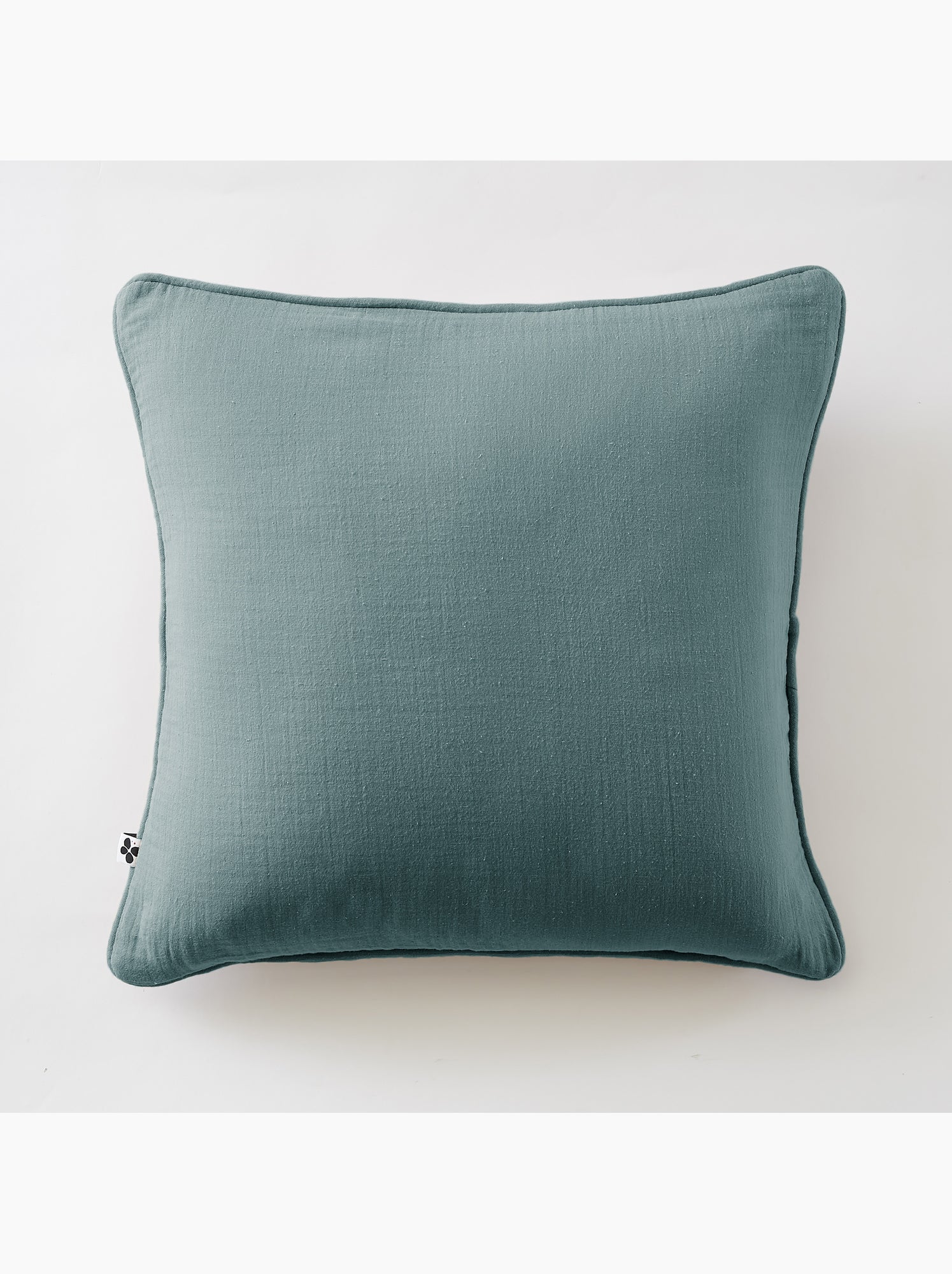 Lot de 2 coussins – gaze de coton -déhoussables zip – passepoil - Bleu canard
