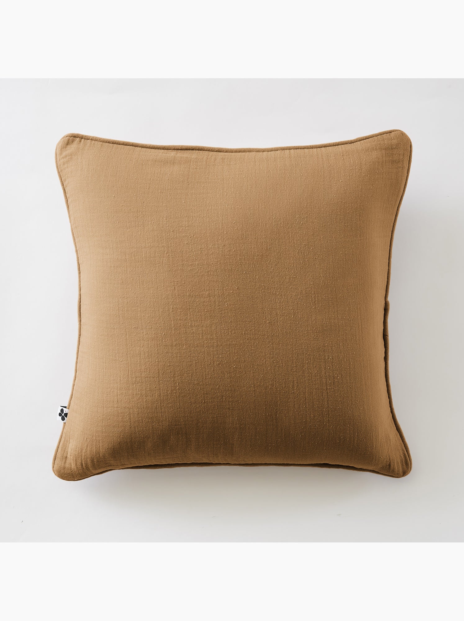 Lot de 2 coussins – gaze de coton -déhoussables zip – passepoil - Camel