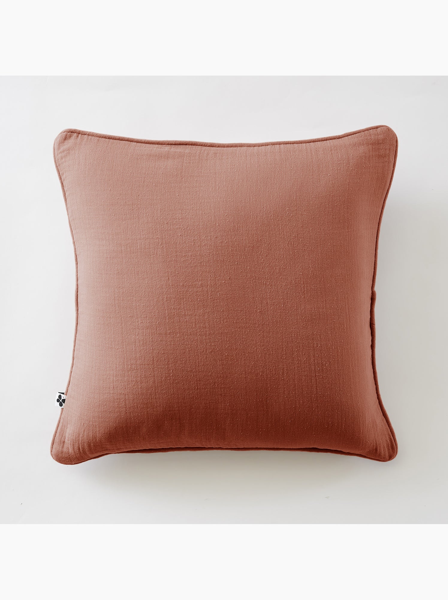 Lot de 2 coussins – gaze de coton -déhoussables zip – passepoil - Terracotta