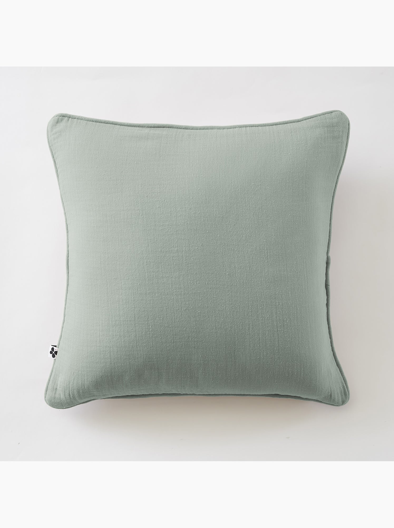 Lot de 2 coussins – gaze de coton -déhoussables zip – passepoil - Vert eucalyptus