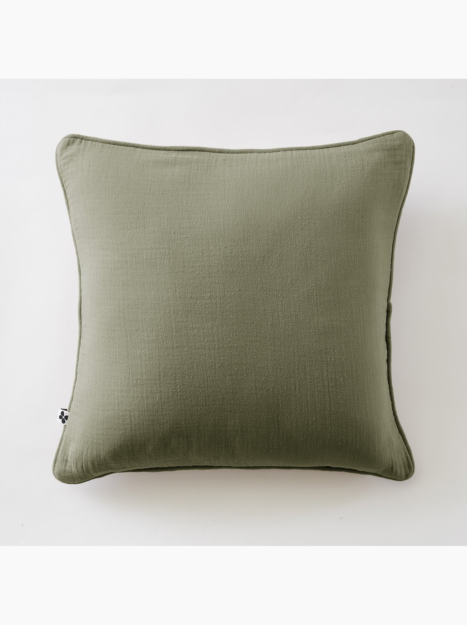 Lot de 2 coussins – gaze de coton -déhoussables zip – passepoil - Vert romarin