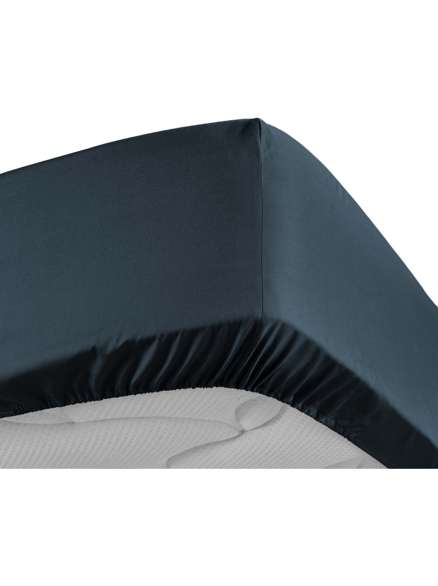 Lot de 2 drap housse percale de coton 78fils ultra doux - Bleu nuit