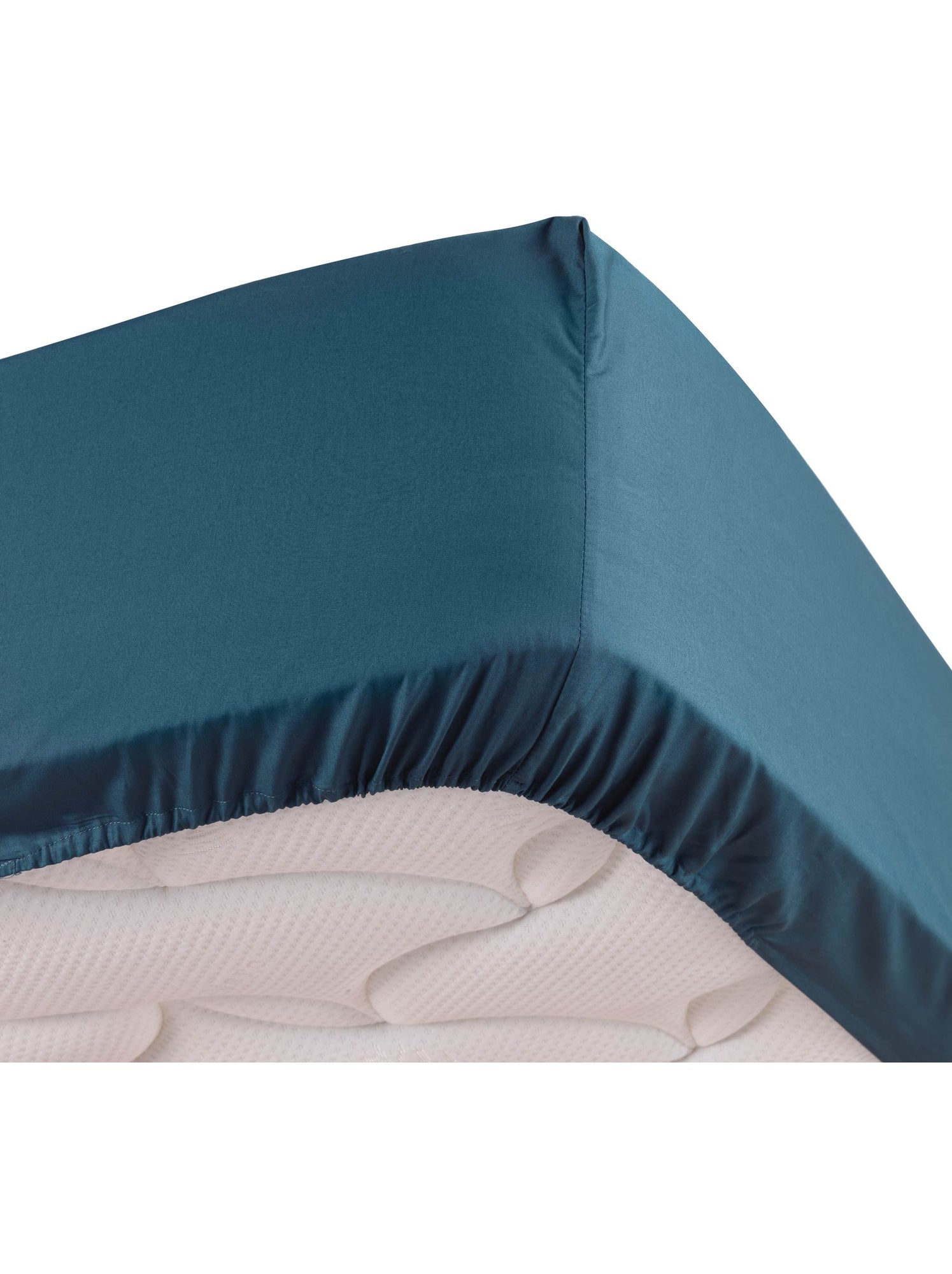 Lot de 2 drap housse percale de coton 78fils ultra doux - Bleu