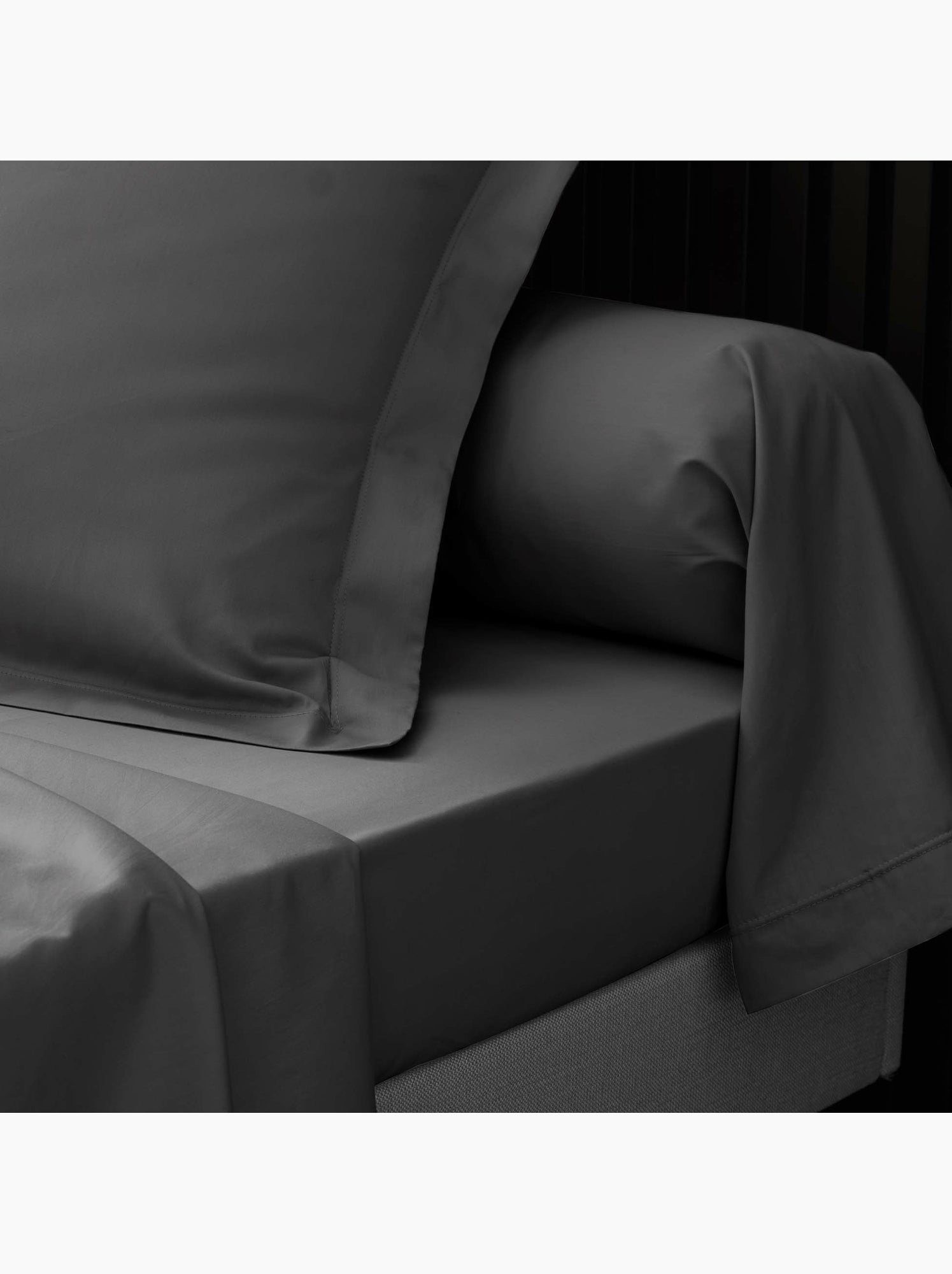 Lot de 2 drap housse percale de coton 78fils ultra doux - gris anthracite