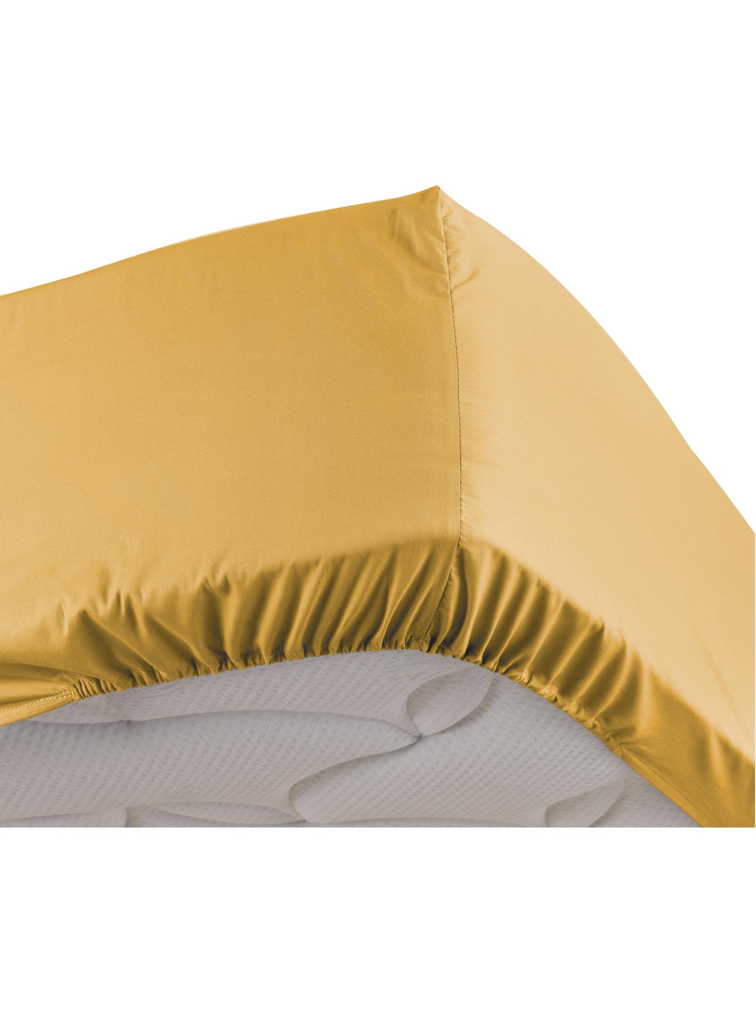 Lot de 2 drap housse percale de coton 78fils ultra doux - Jaune
