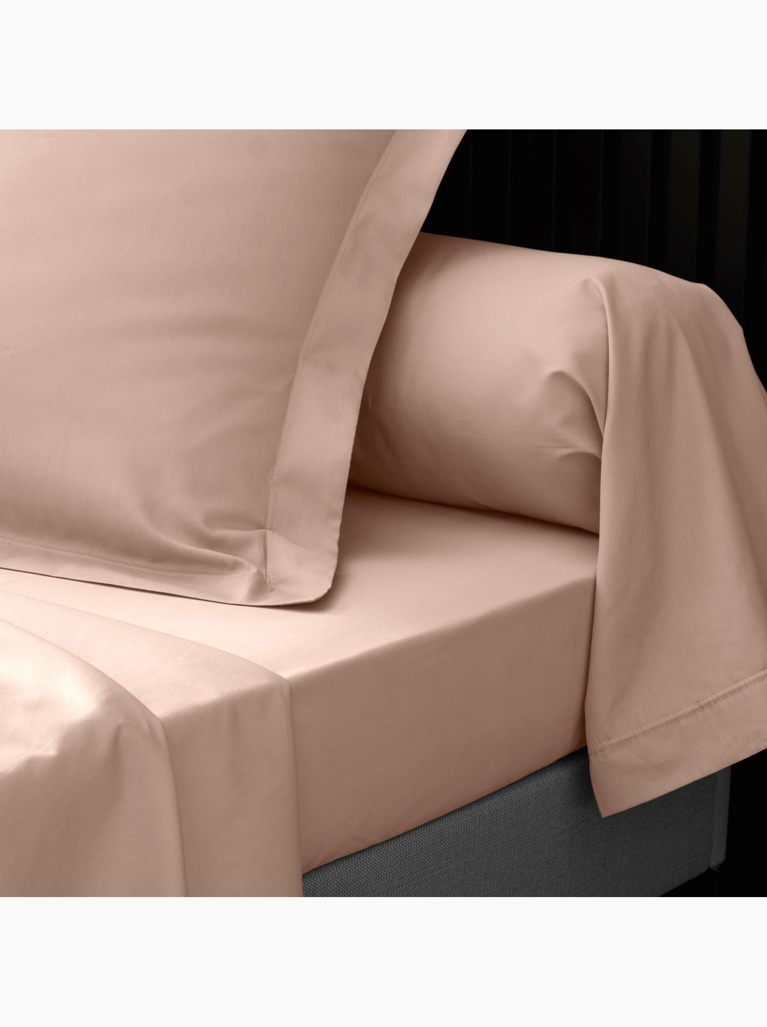 Lot de 2 drap housse percale de coton 78fils ultra doux - Nude