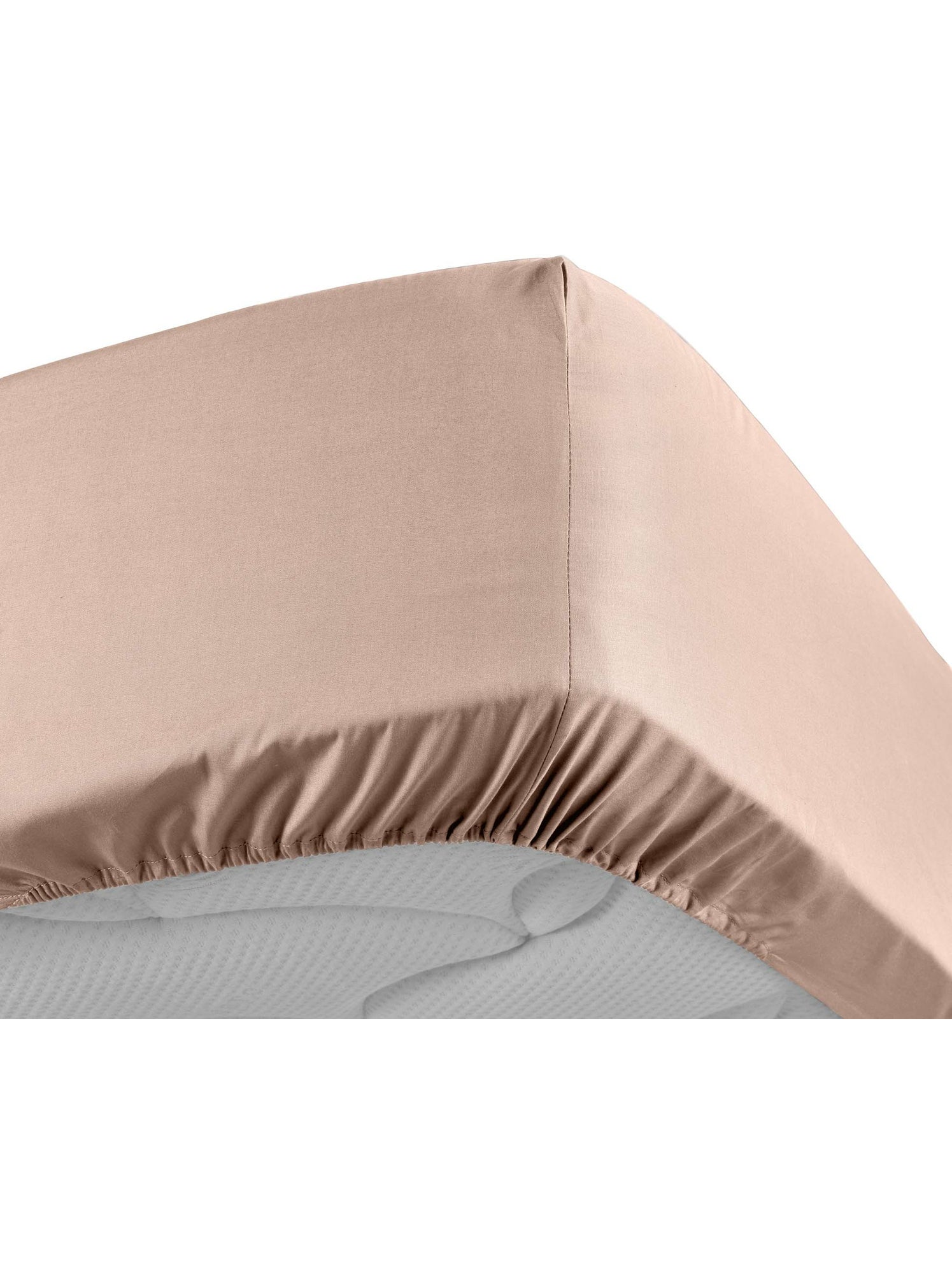 Lot de 2 drap housse percale de coton 78fils ultra doux - Nude