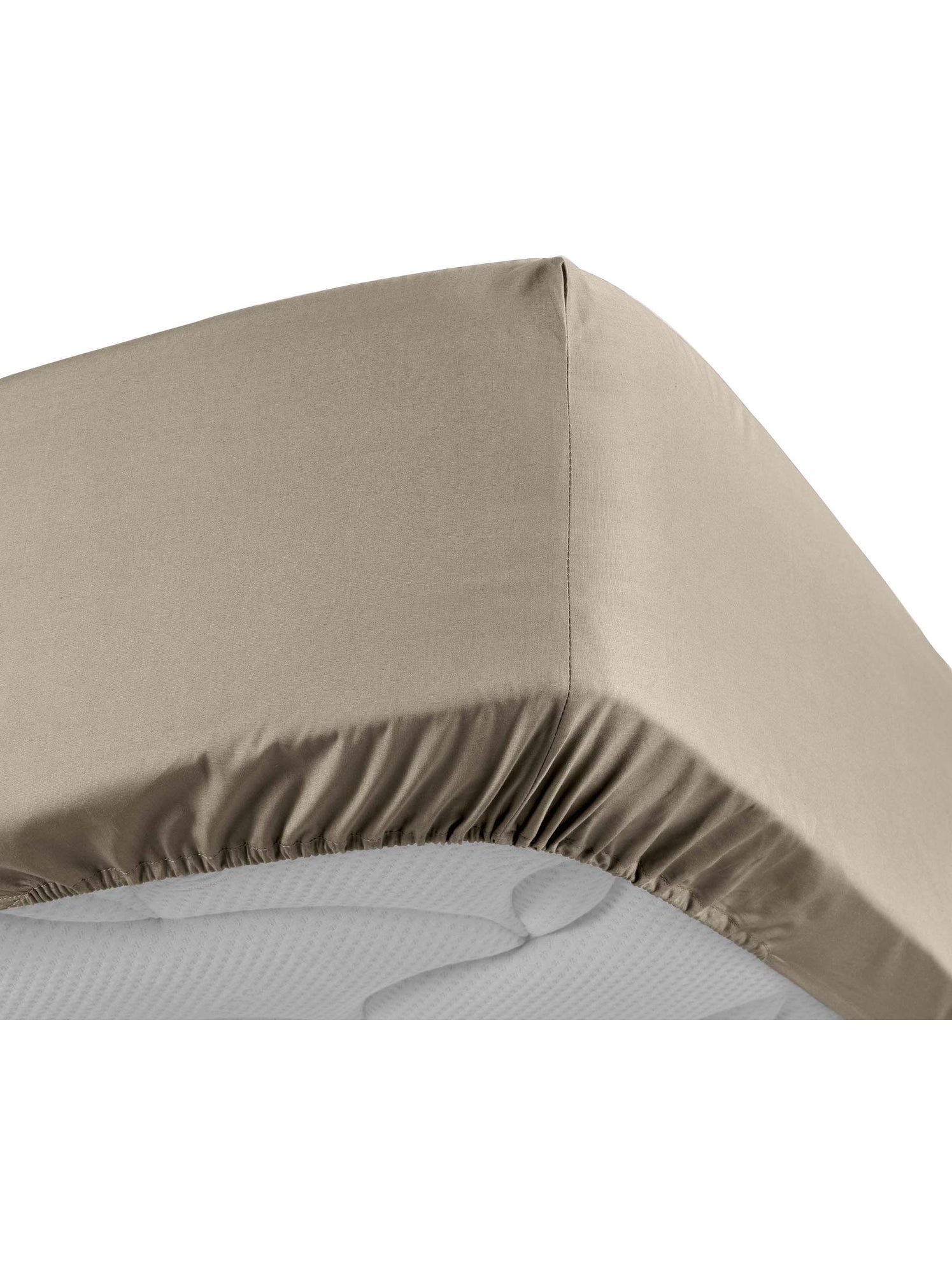 Lot de 2 drap housse percale de coton 78fils ultra doux - Sable