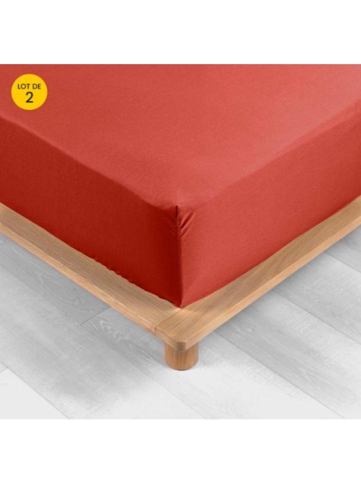 Lot de 2 drap housse percale de coton 78fils ultra doux - Tomette