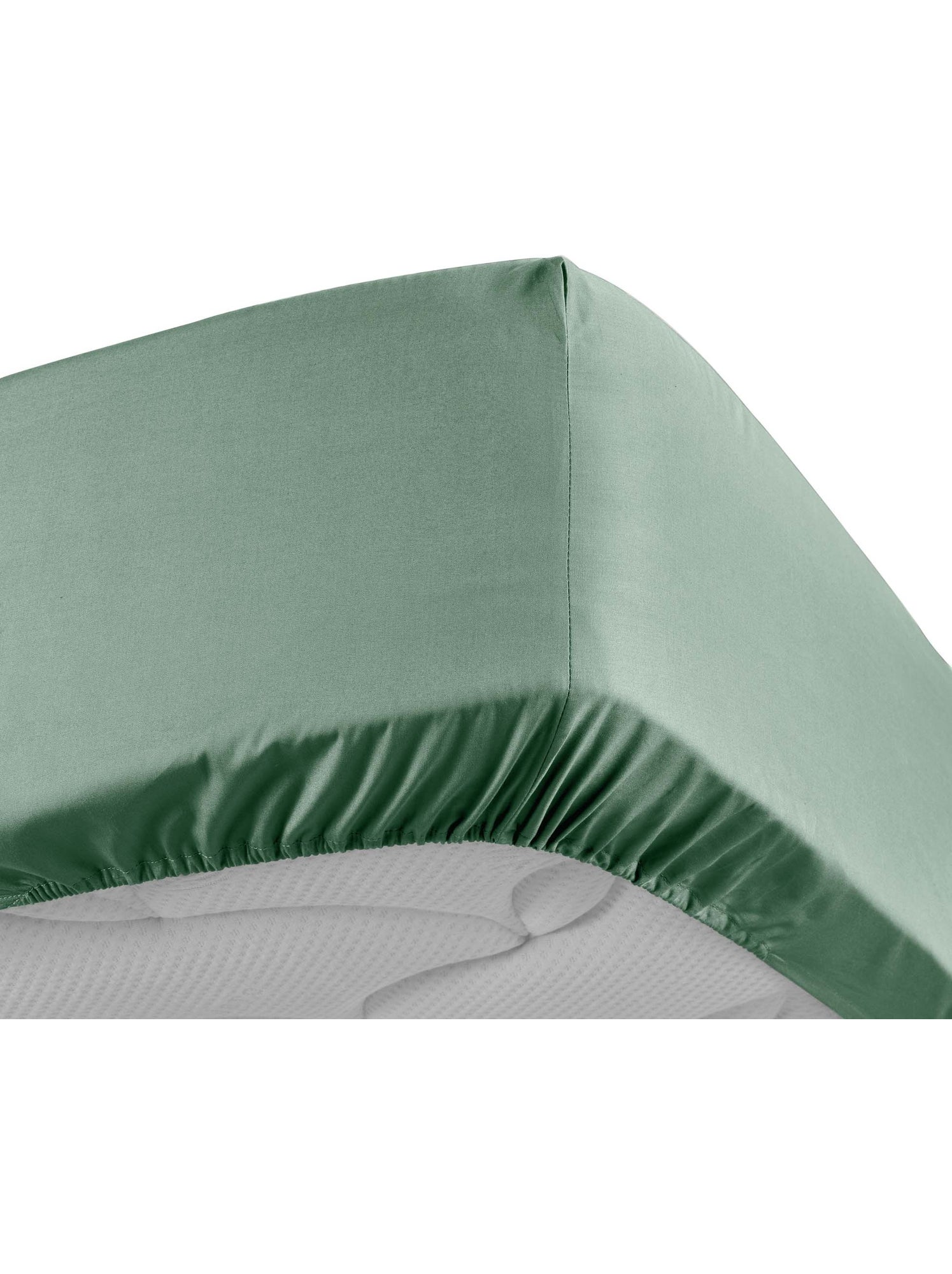 Lot de 2 drap housse percale de coton 78fils ultra doux - Vert tilleul