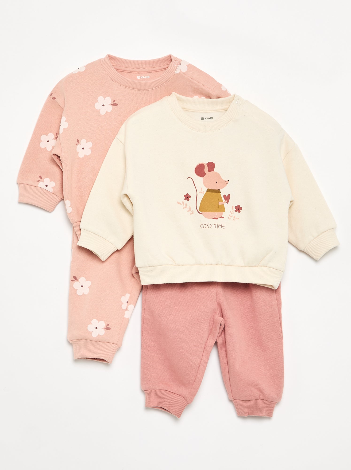 Lot de 2 ensembles 2 pièces - sweat + pantalon - Blanc (GET47_1)