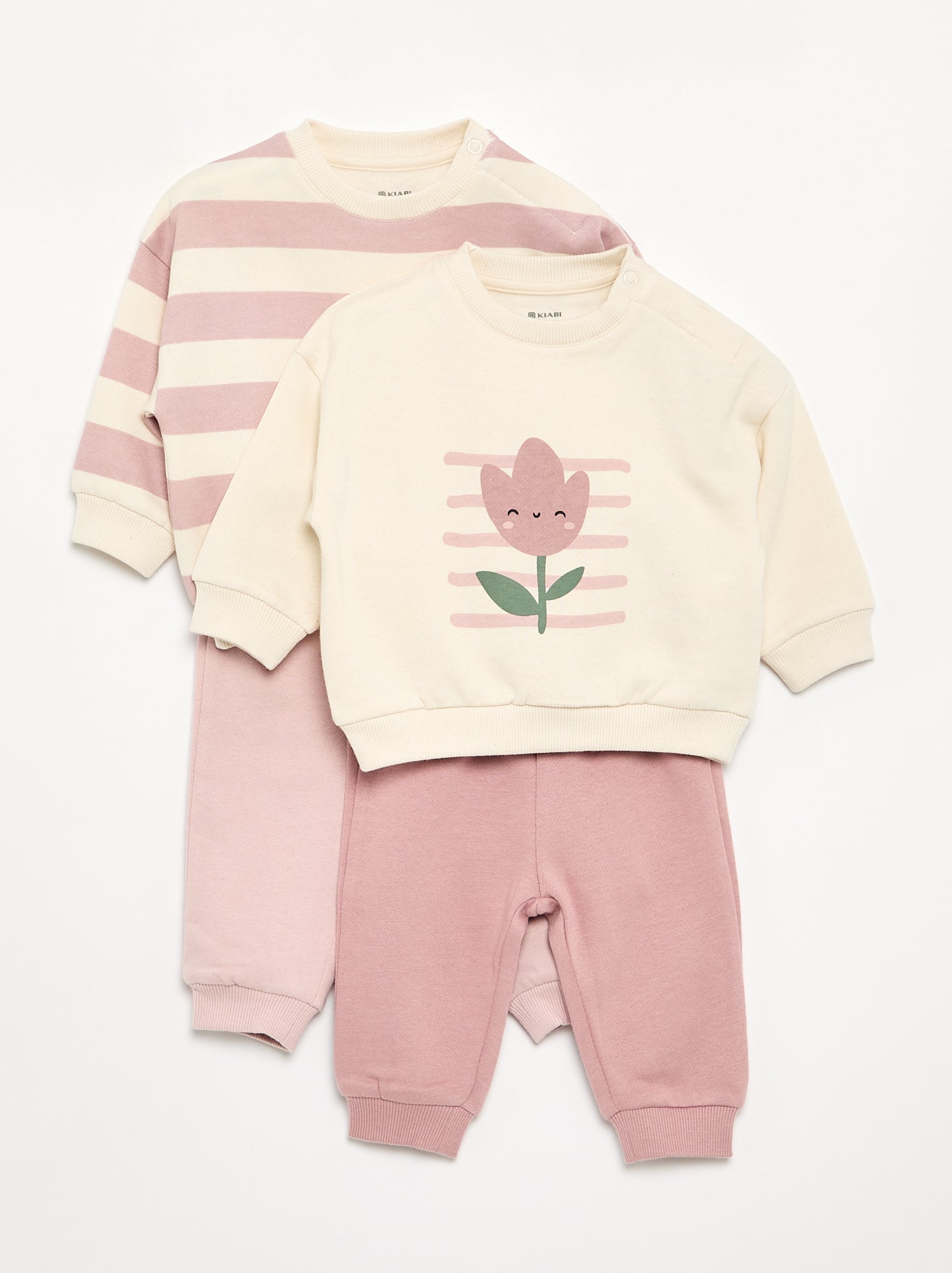 Lot de 2 ensembles 2 pièces - sweat + pantalon - Blanc (GET47_2)