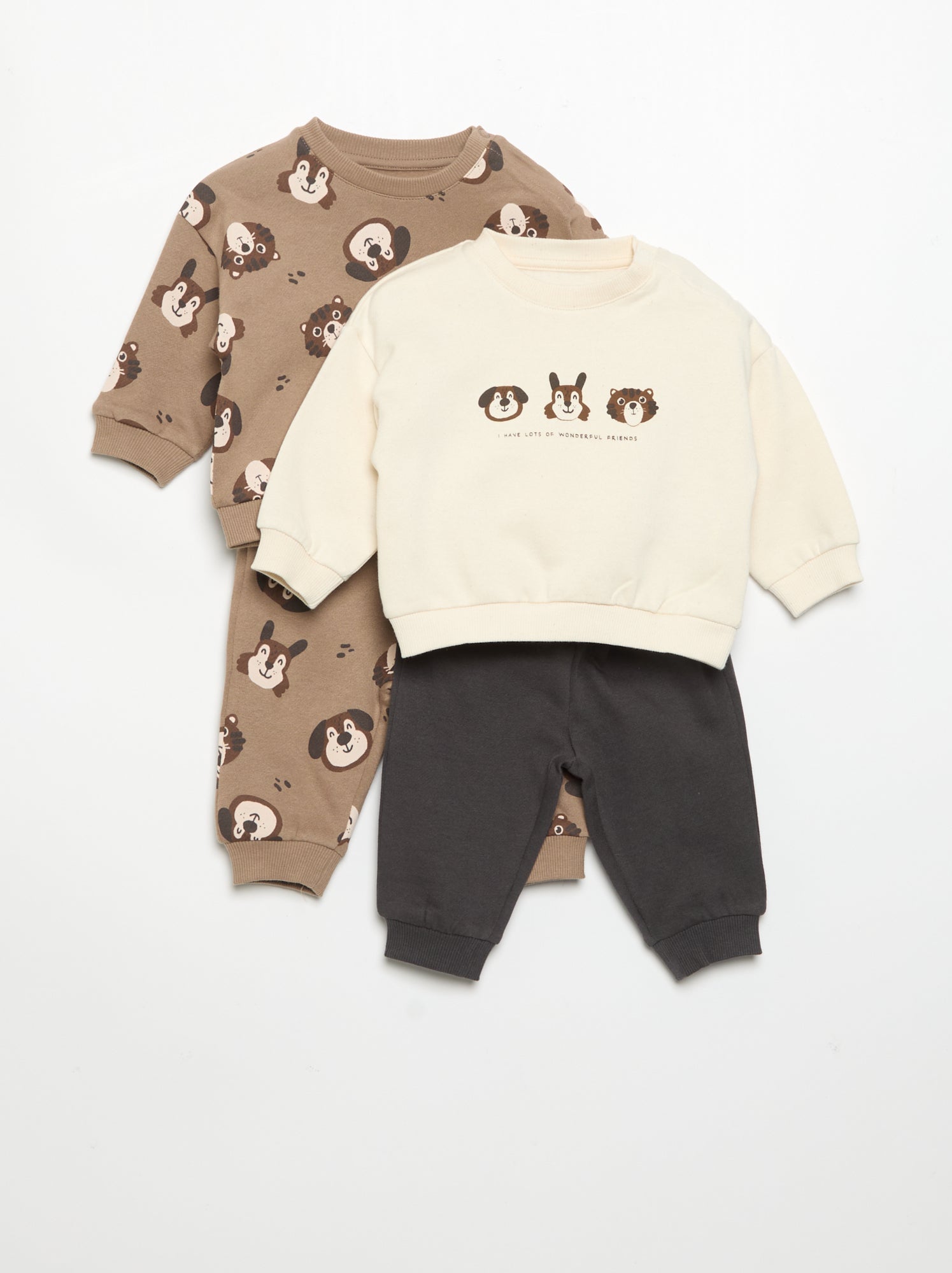 Lot de 2 ensembles 2 pièces - sweat + pantalon - Marron