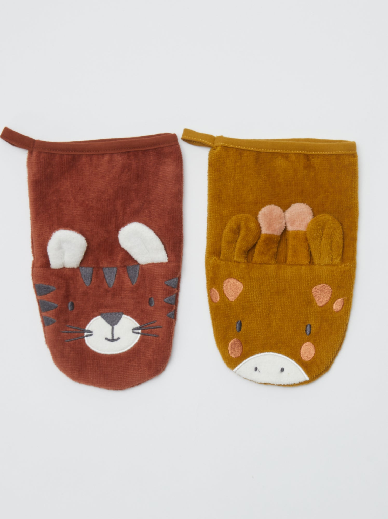 Lot de 2 gants de toilette enfant - Kiabi Home - Marron