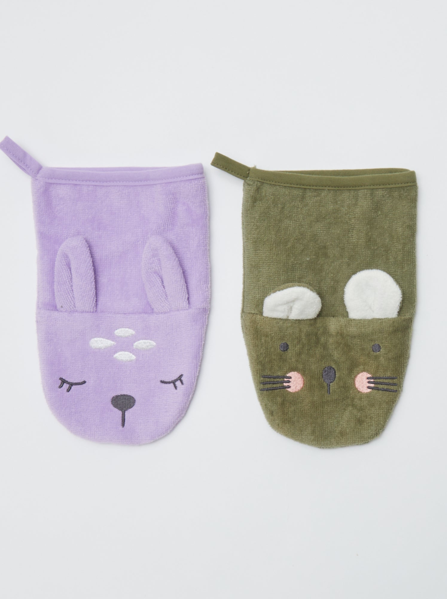 Lot de 2 gants de toilette enfant - Kiabi Home - Violet