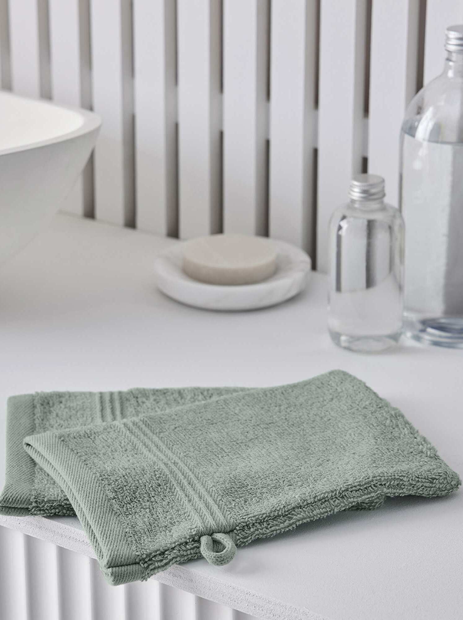 Lot de 2 gants de toilette - vert