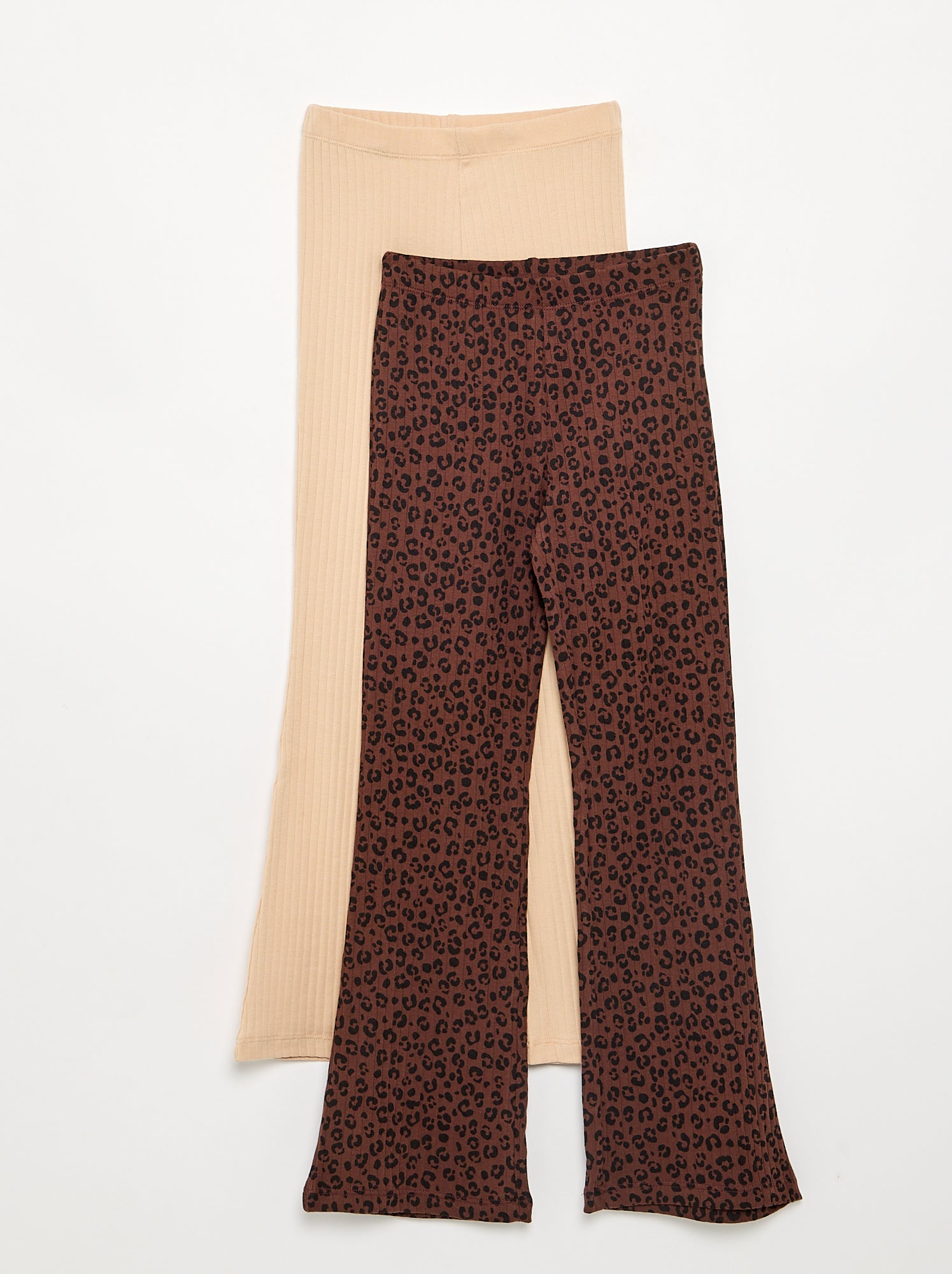 Lot de 2 leggings - 1 uni + 1 imprimé - Marron