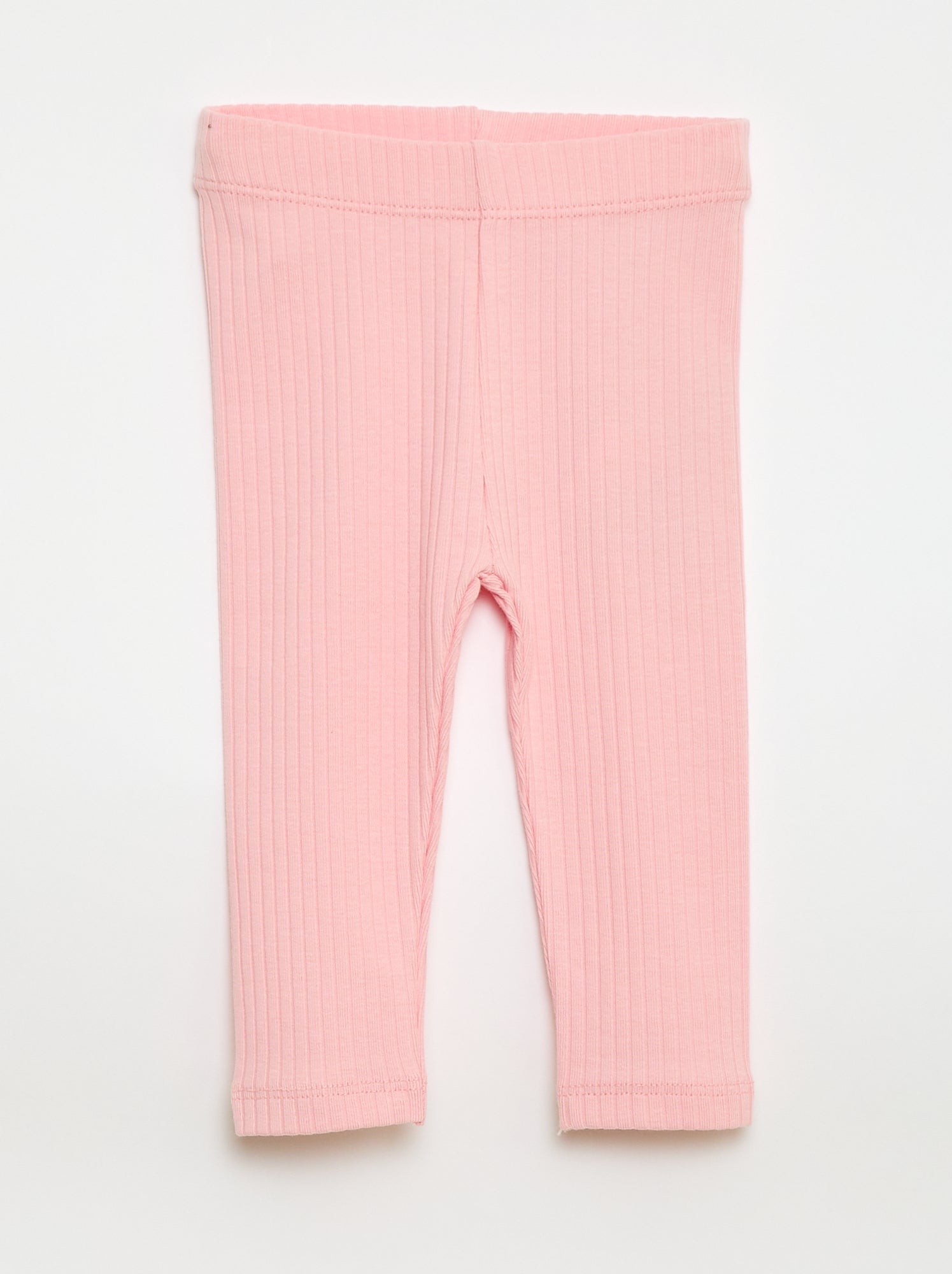 Lot de 2 leggings côtelés - Beige/rose