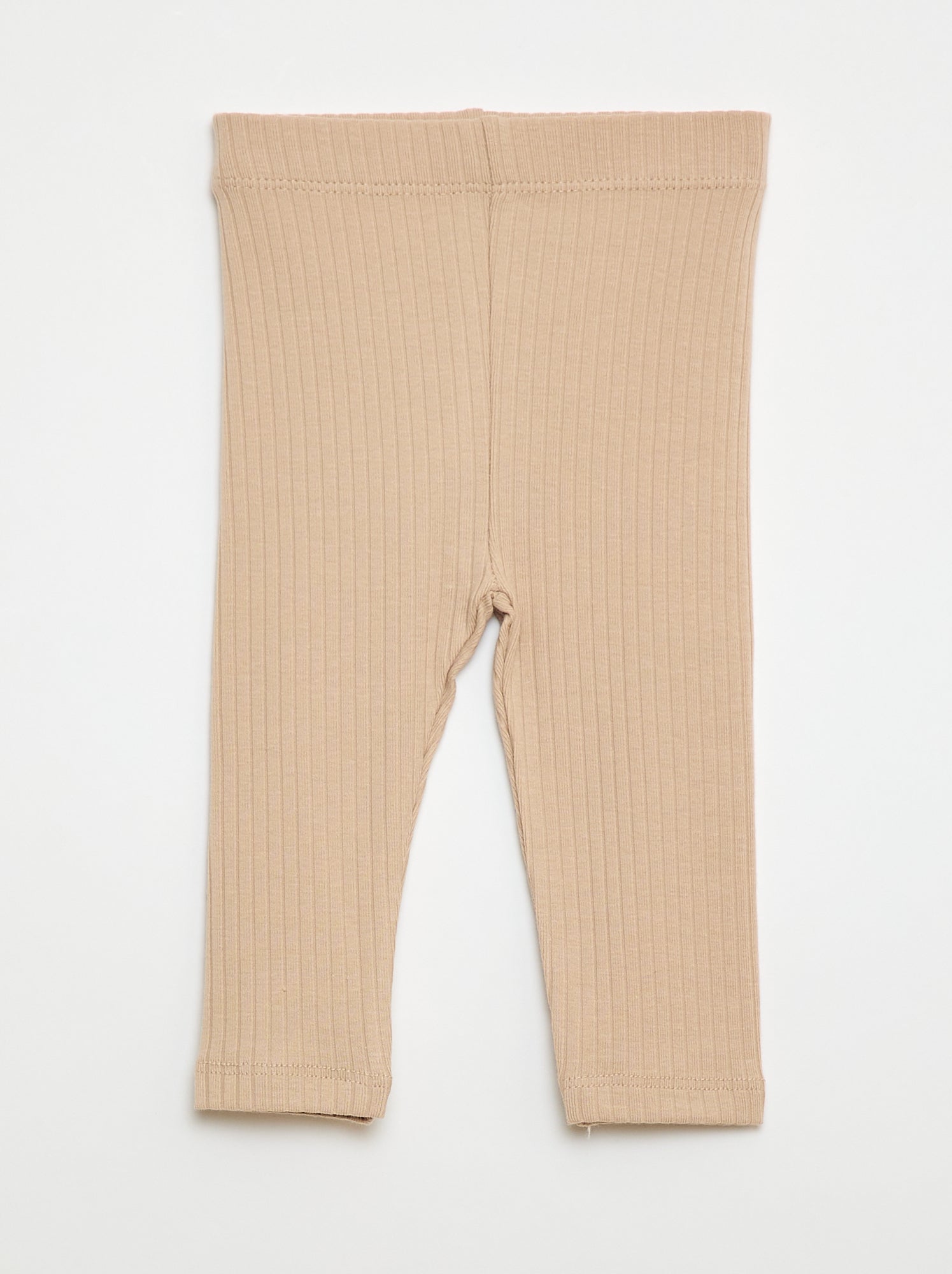 Lot de 2 leggings côtelés - Beige/rose