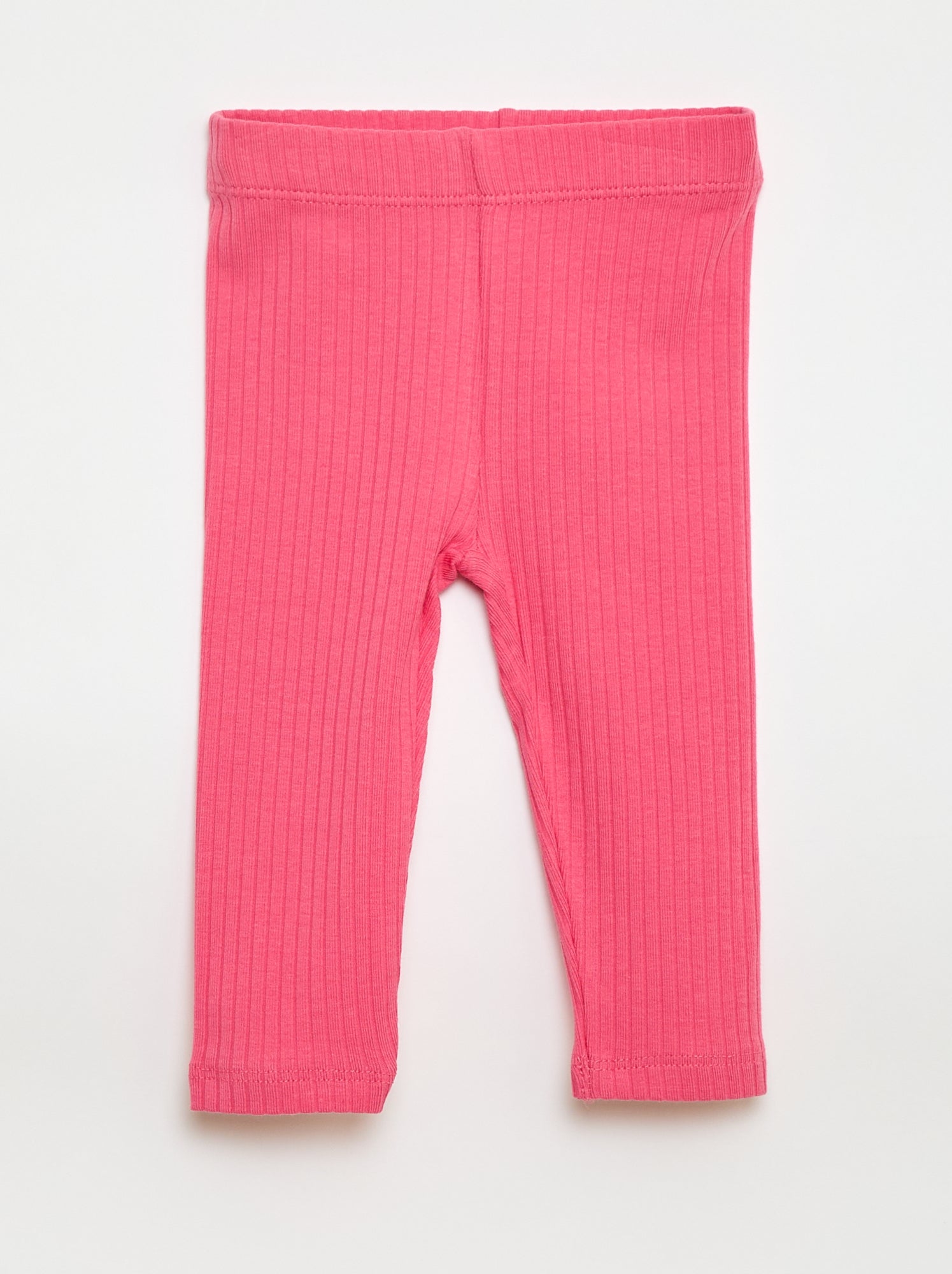 Lot de 2 leggings côtelés - Blanc/rose