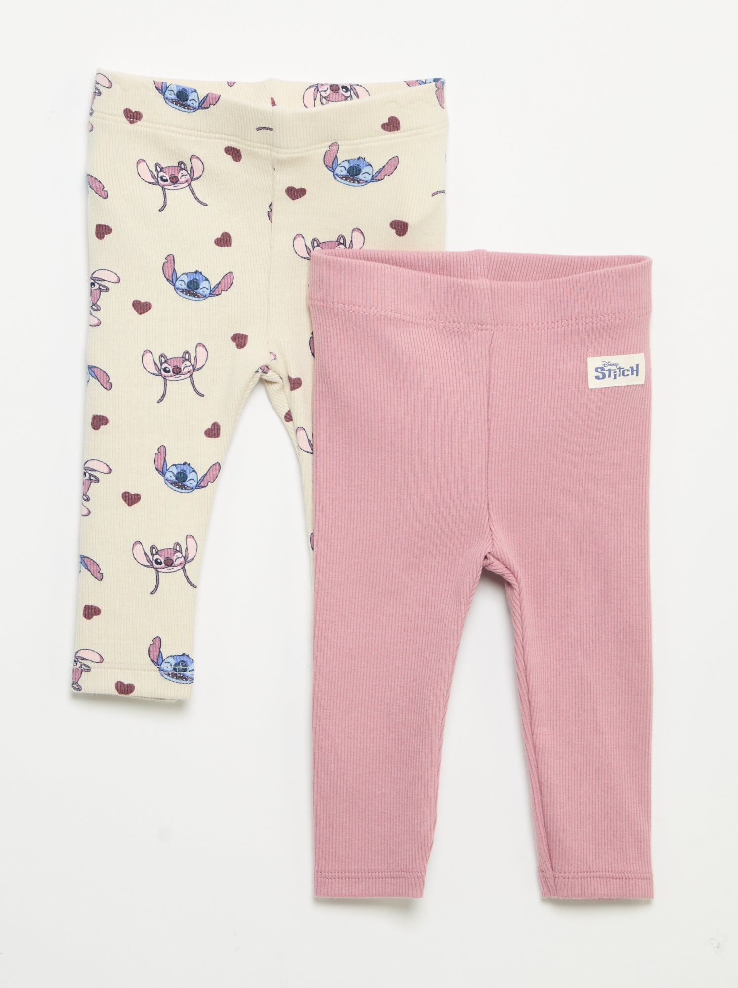 Lot de 2 leggings 'Disney' en maille côtelée - Beige (GES66_1)