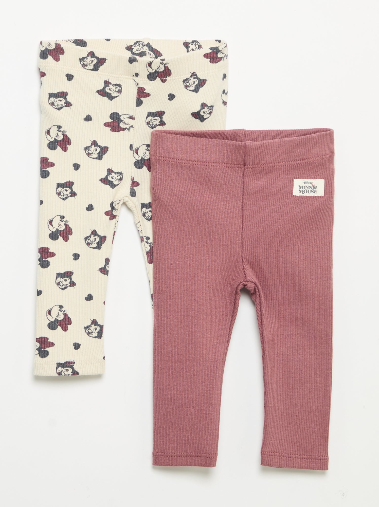 Lot de 2 leggings 'Disney' en maille côtelée - Beige (GES66_2)