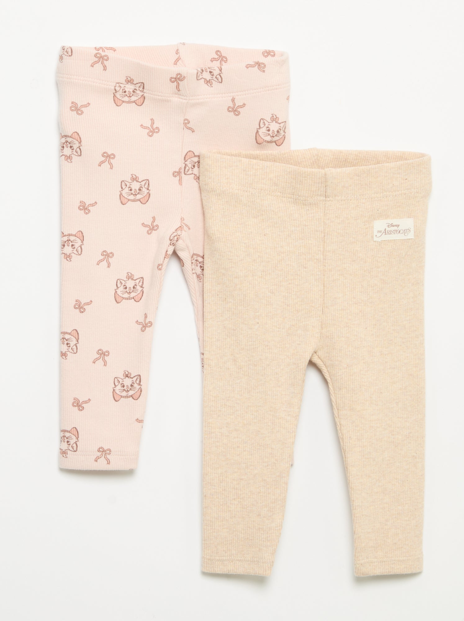 Lot de 2 leggings 'Disney' en maille côtelée - Rose