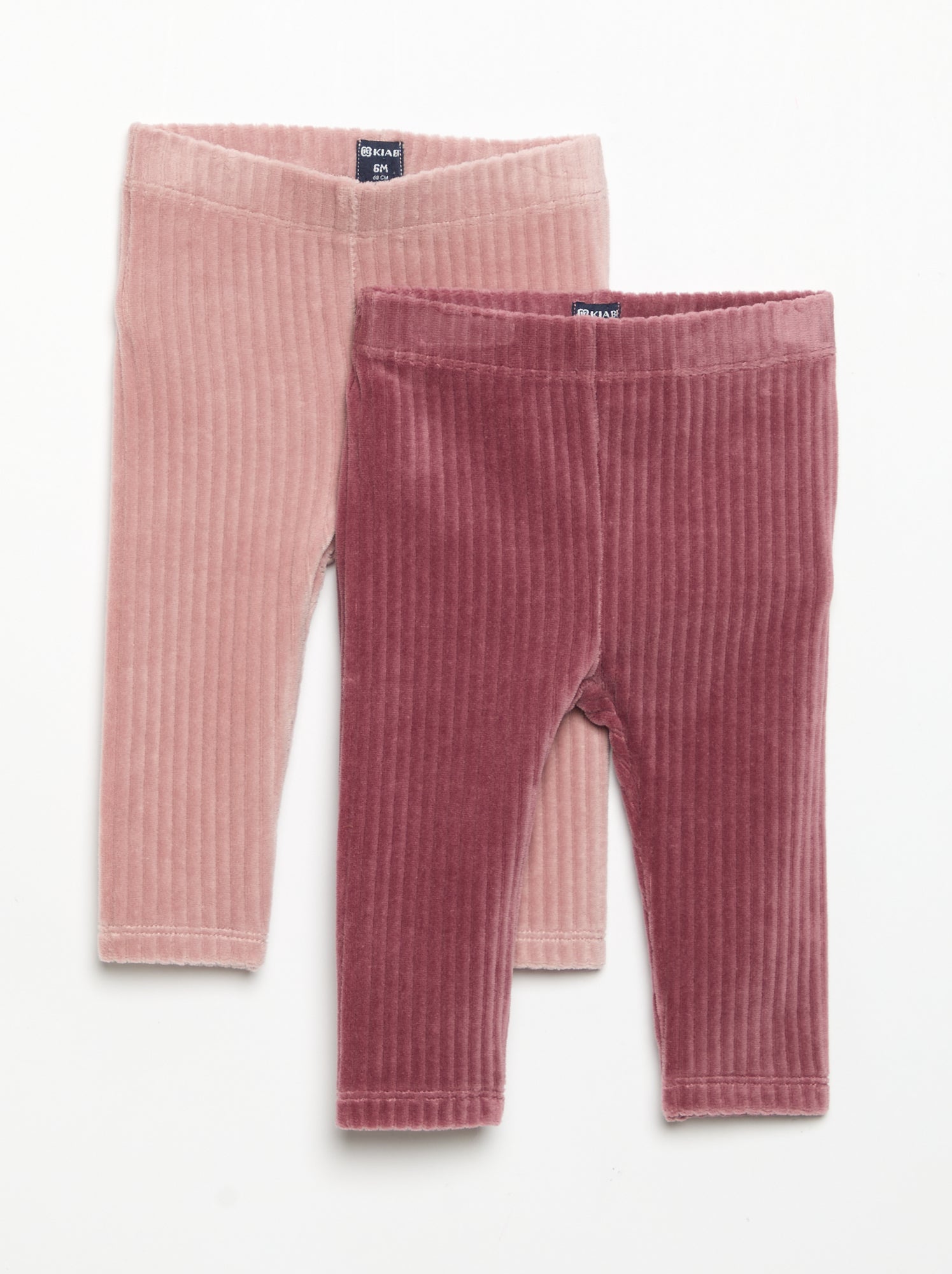 Lot de 2 leggings en velours côtelé - Rose