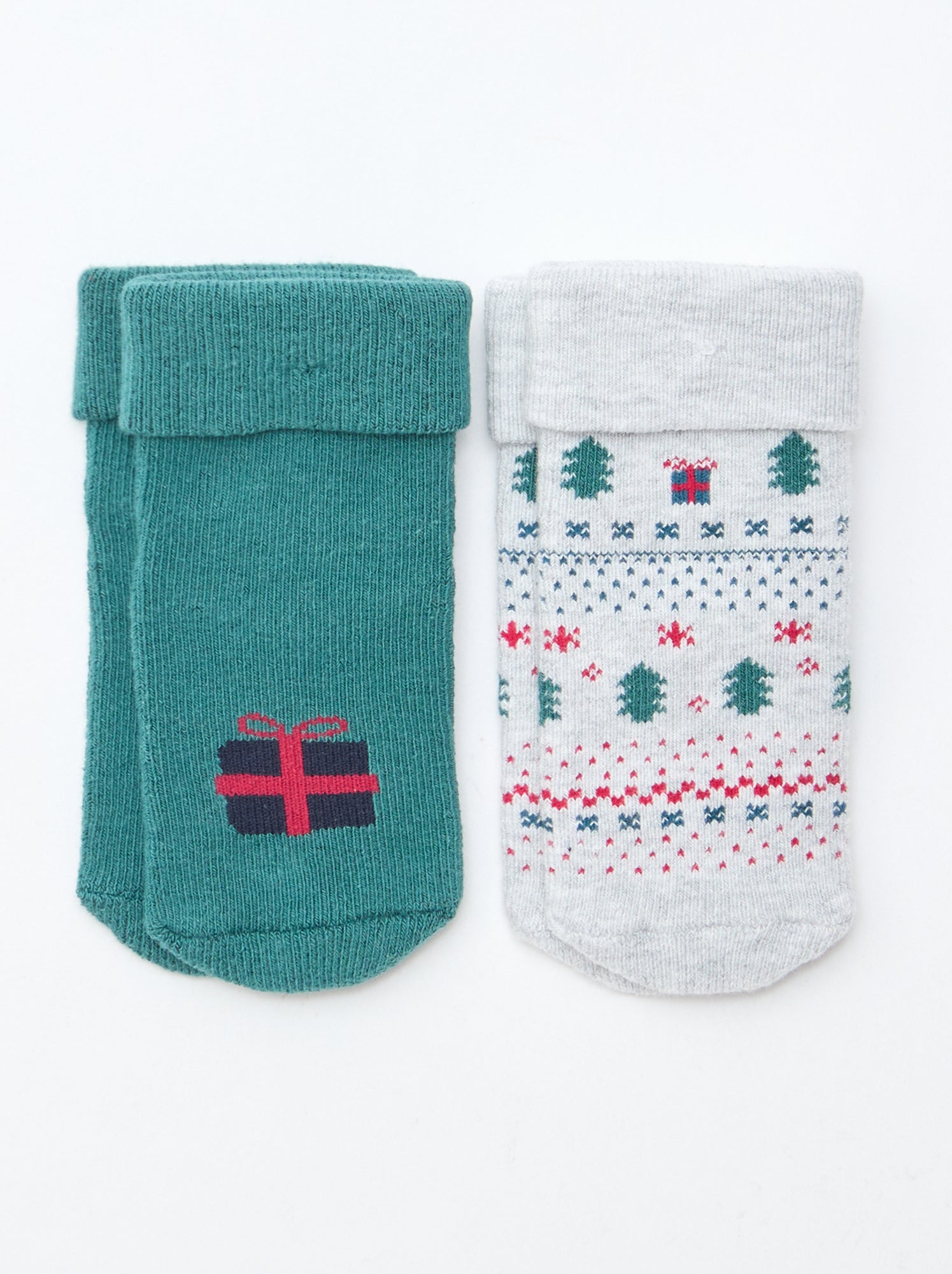 Lot de 2 paires de chaussettes naissance - Gris (BYA54_13)
