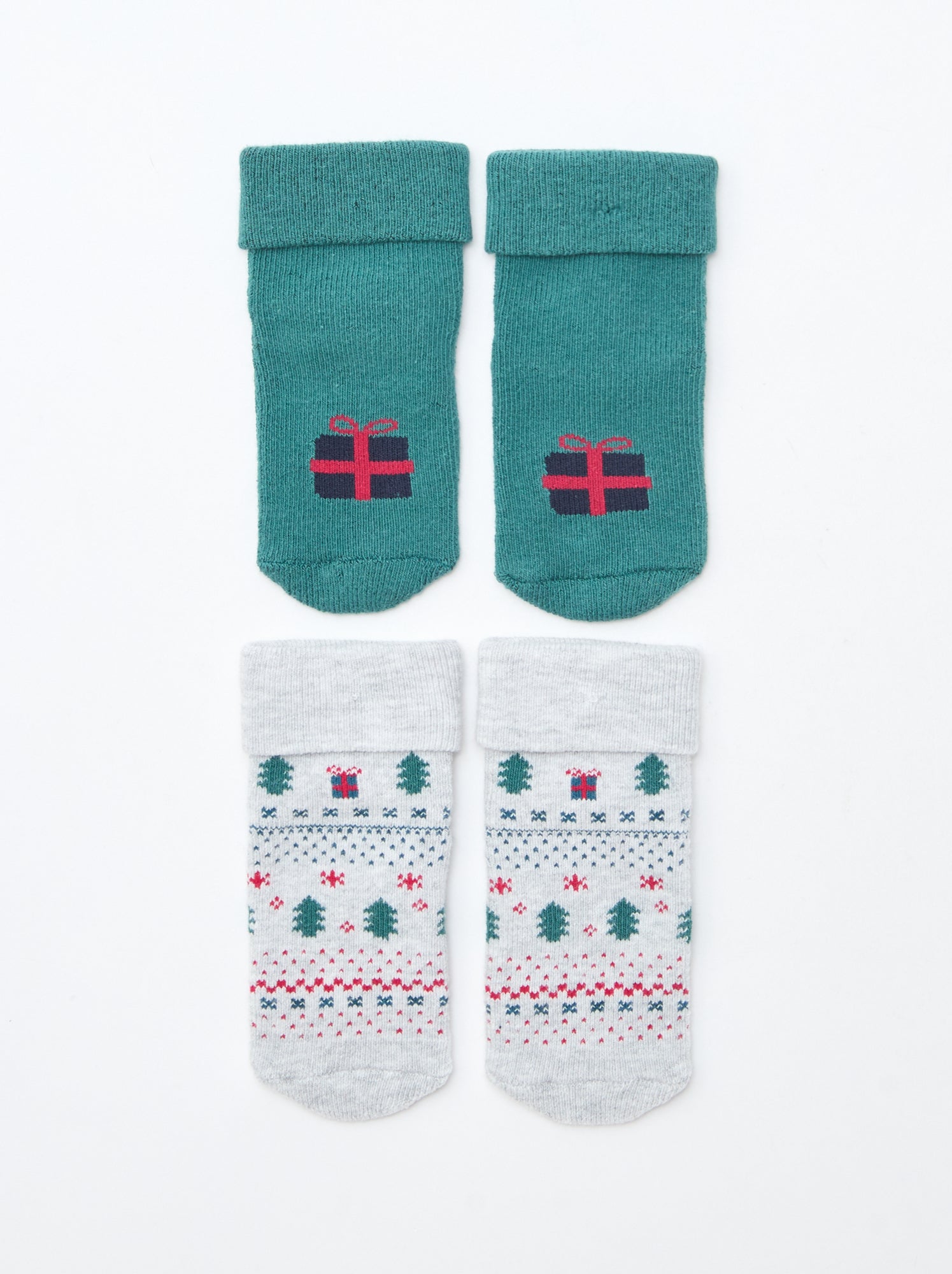 Lot de 2 paires de chaussettes naissance - Gris (BYA54_13)
