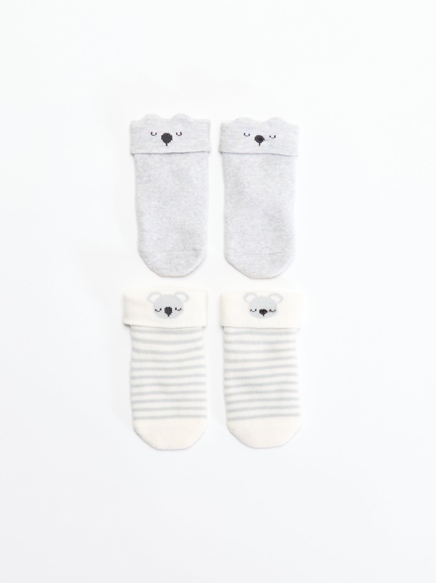 Lot de 2 paires de chaussettes naissance - Gris (BYA54_16)