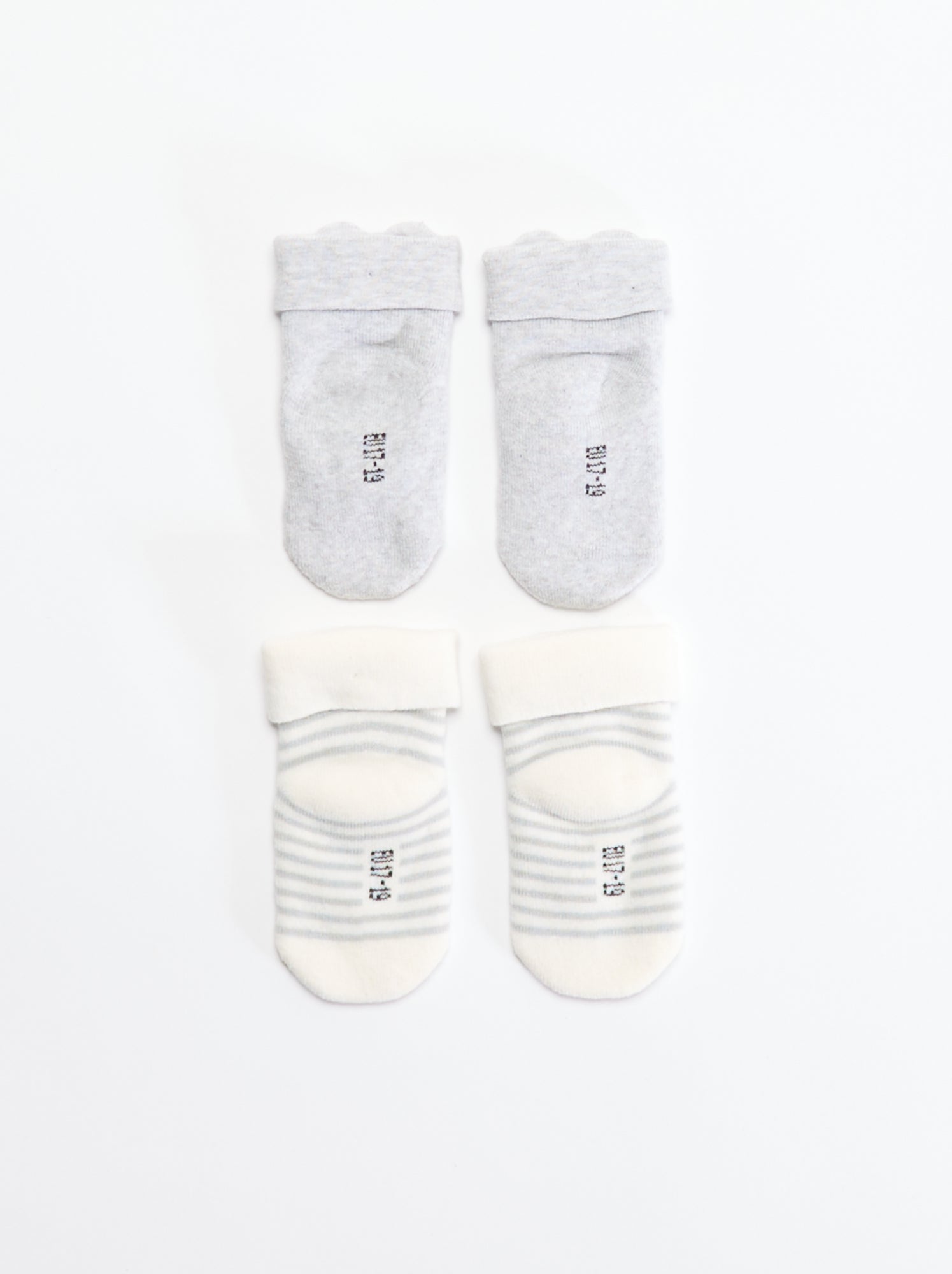Lot de 2 paires de chaussettes naissance - Gris (BYA54_16)