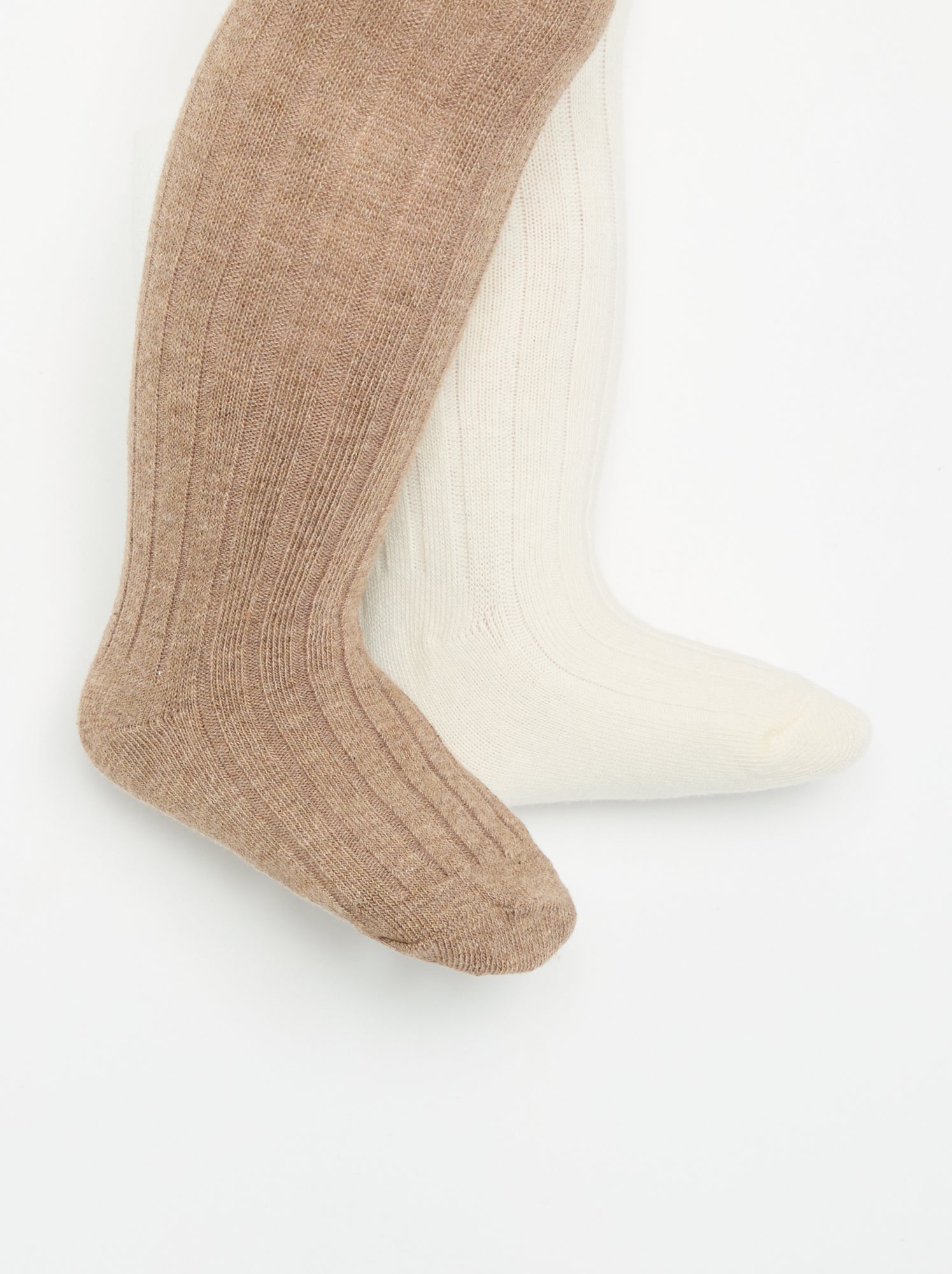 Lot de 2 paires de collants en maille côtelée - Marron