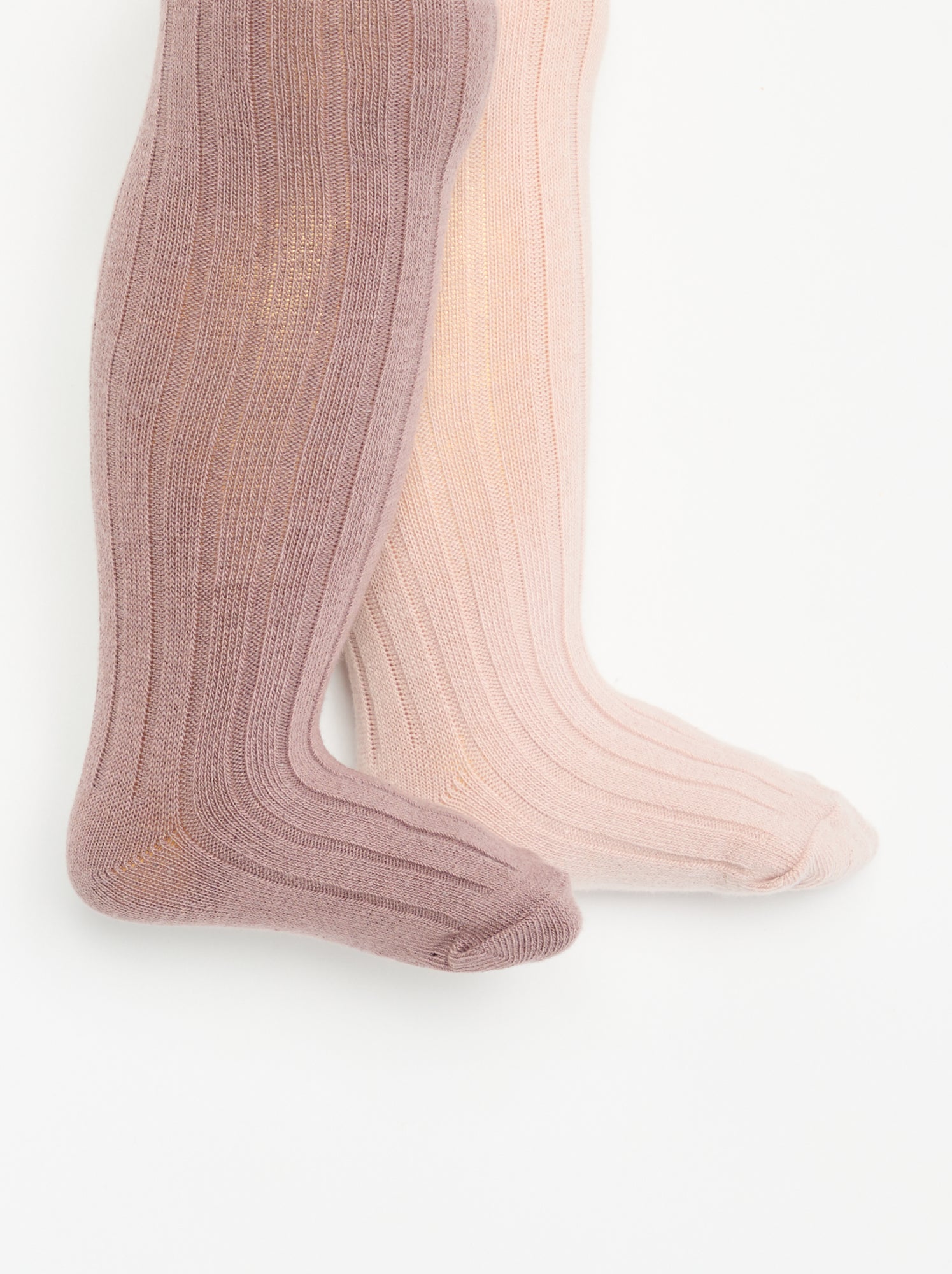 Lot de 2 paires de collants en maille côtelée - Rose