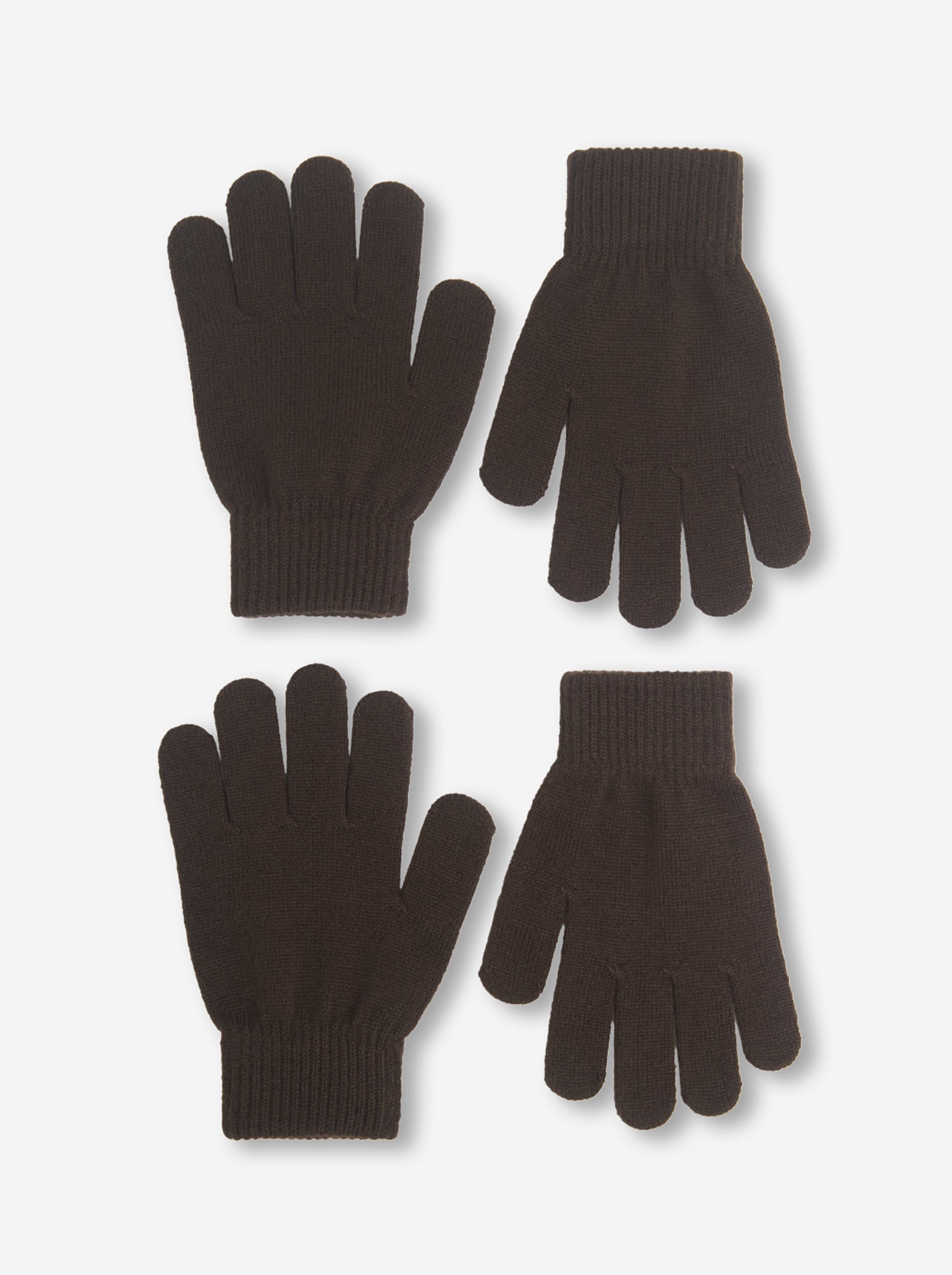 Lot de 2 paires de gants en maille - Marron