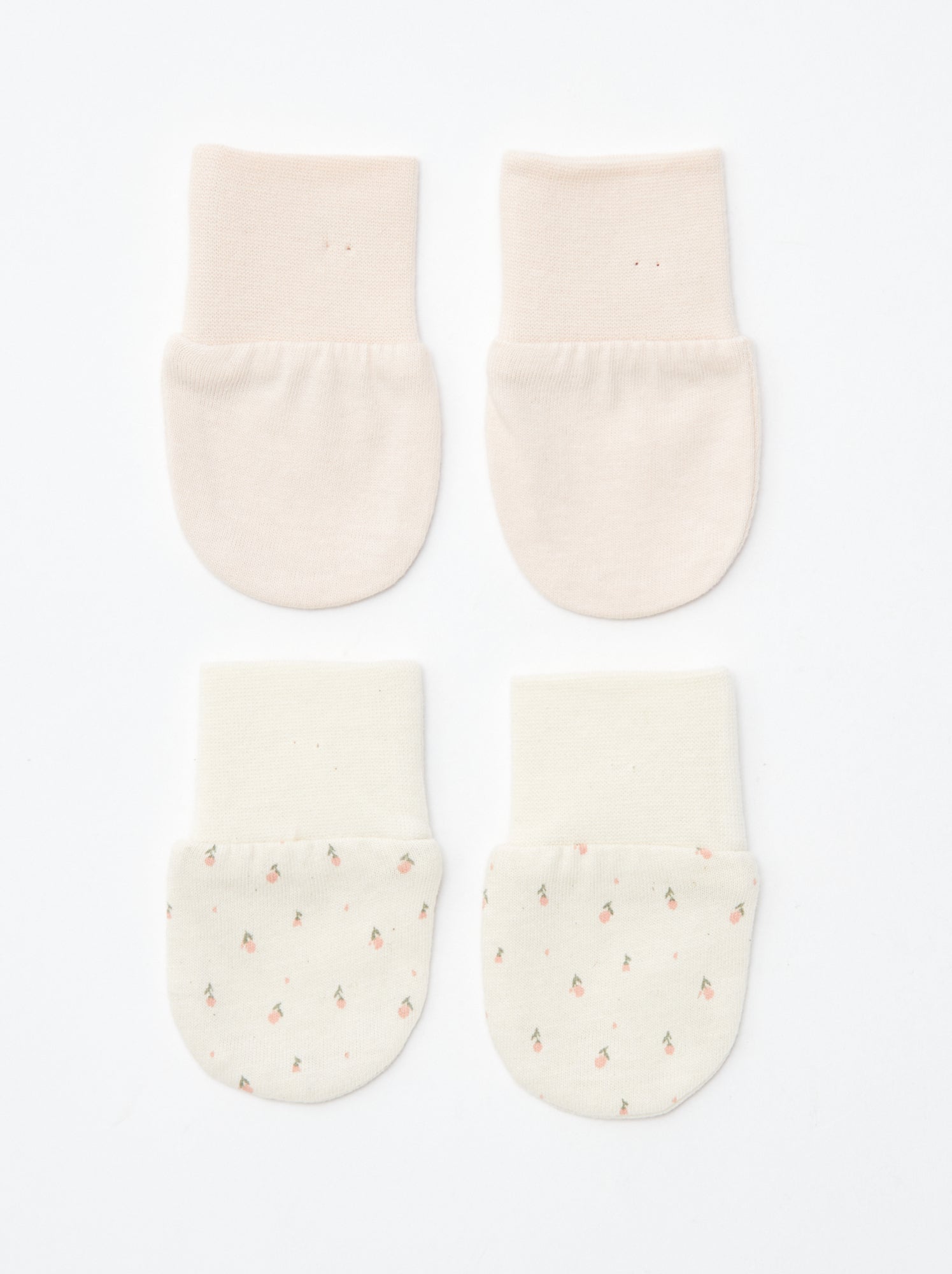 Lot de 2 paires de moufles anti-griffes - Beige/rose
