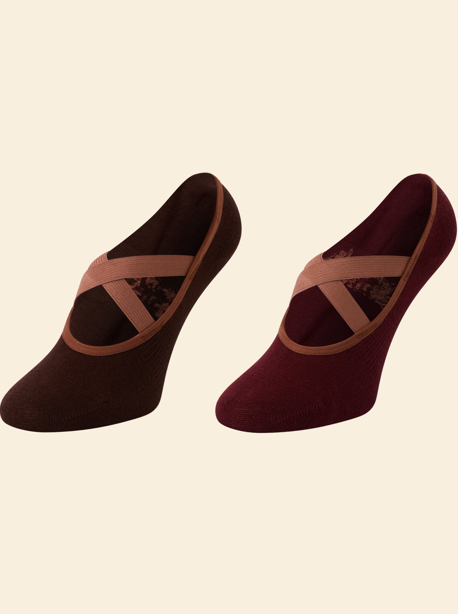 Lot de 2 paires de soquettes yoga - (ekstract) - Marron
