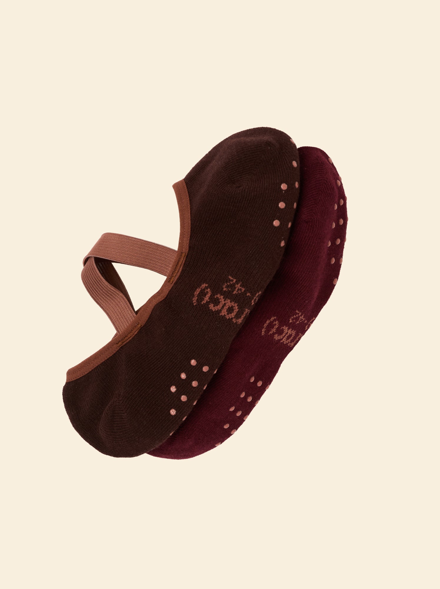 Lot de 2 paires de soquettes yoga - (ekstract) - Marron