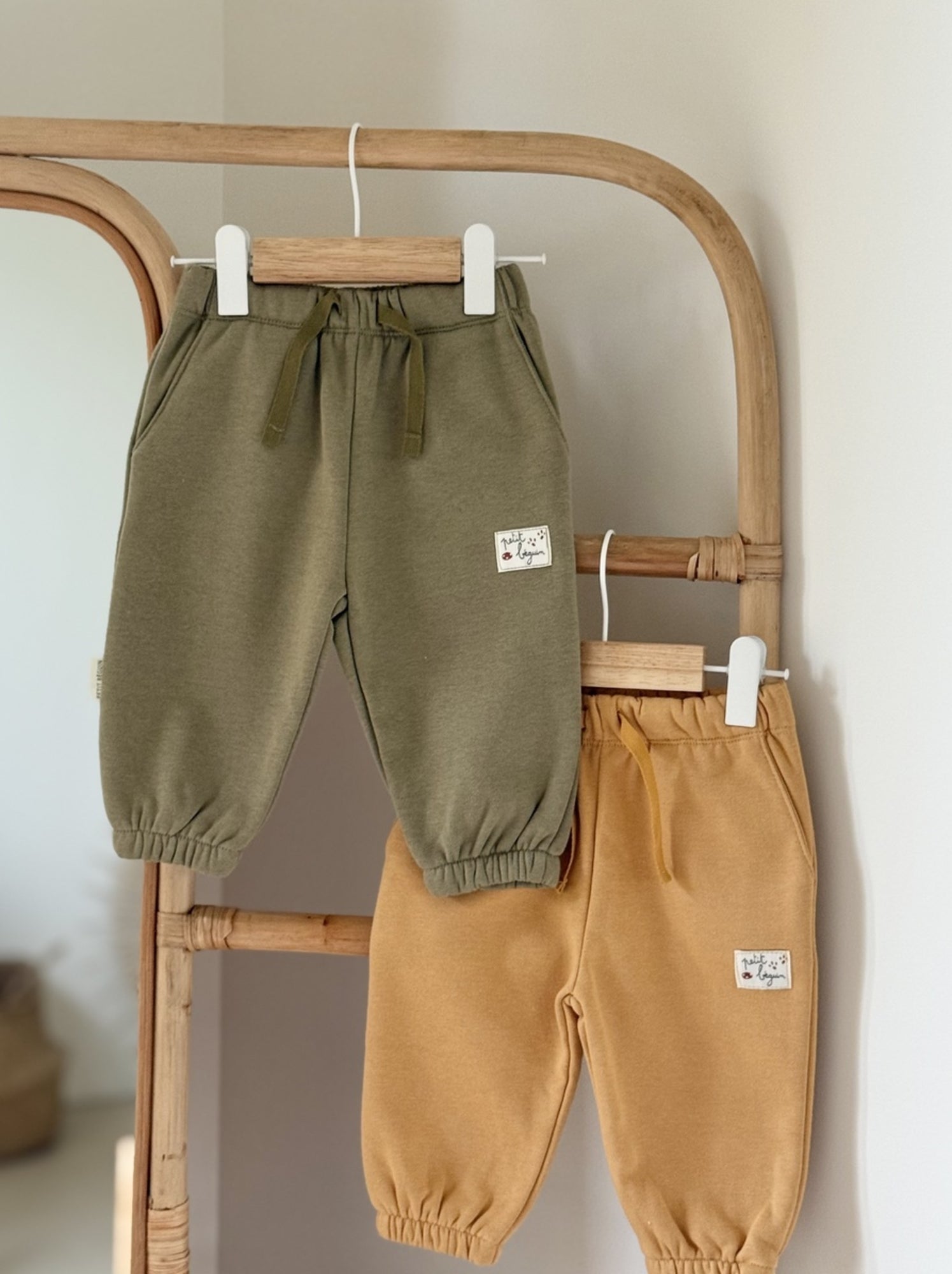 Lot de 2 pantalons bébé en molleton gustin - Camel