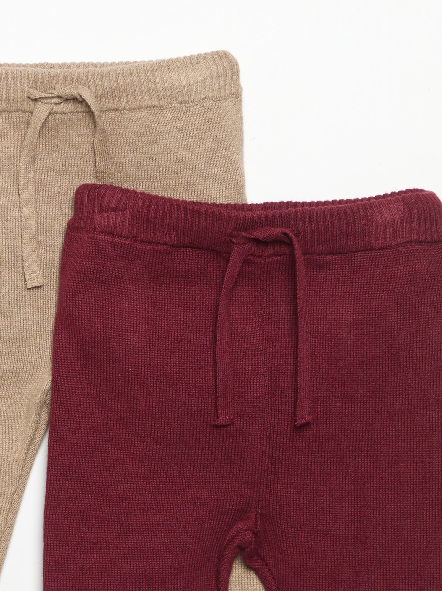 Lot de 2 pantalons en coton tricoté - Beige (GFM52_3)