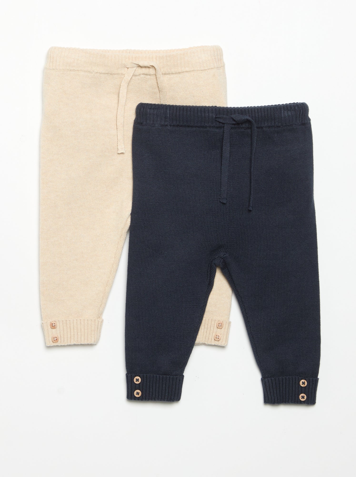 Lot de 2 pantalons en coton tricoté - Bleu