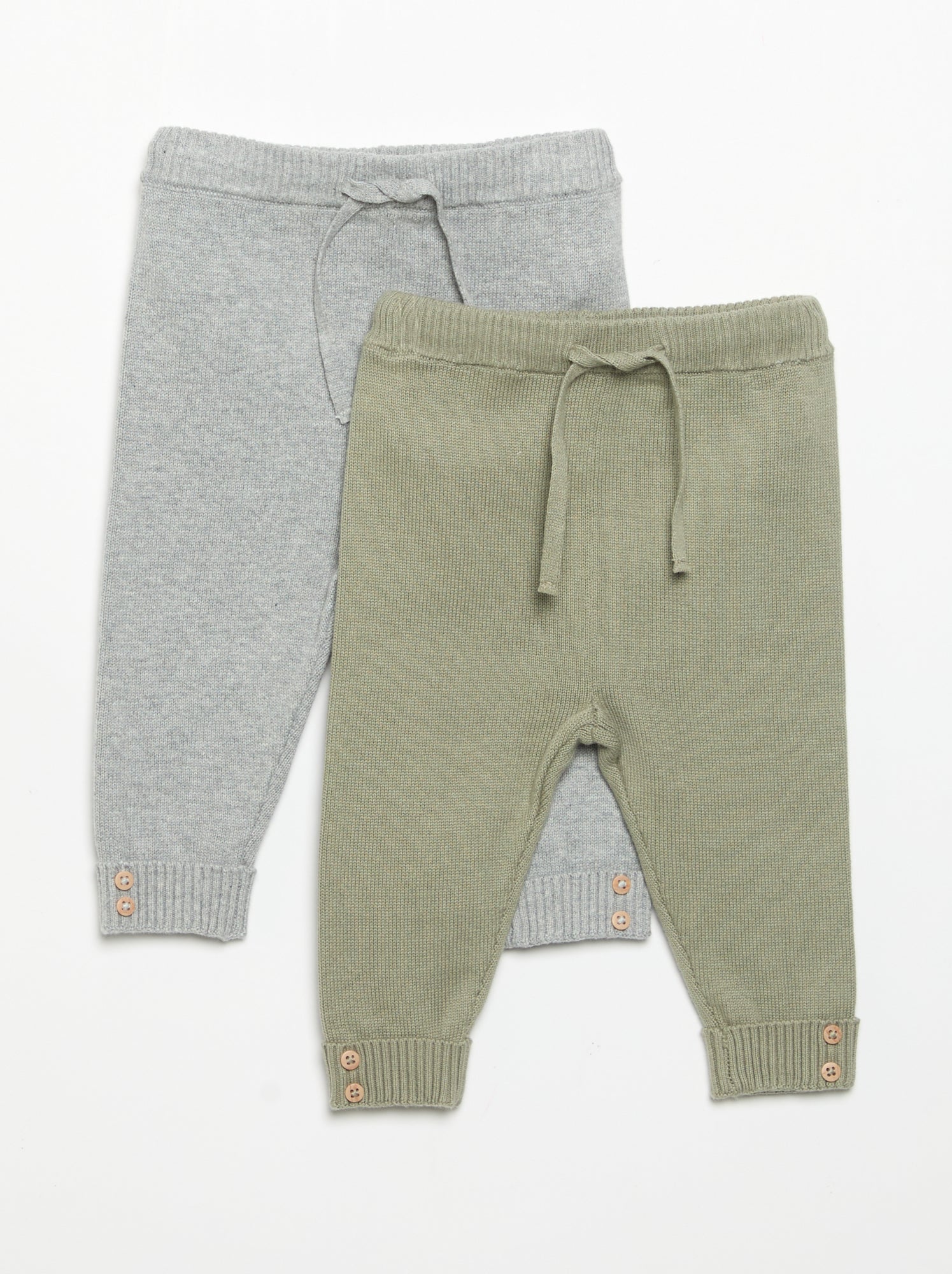 Lot de 2 pantalons en coton tricoté - Gris