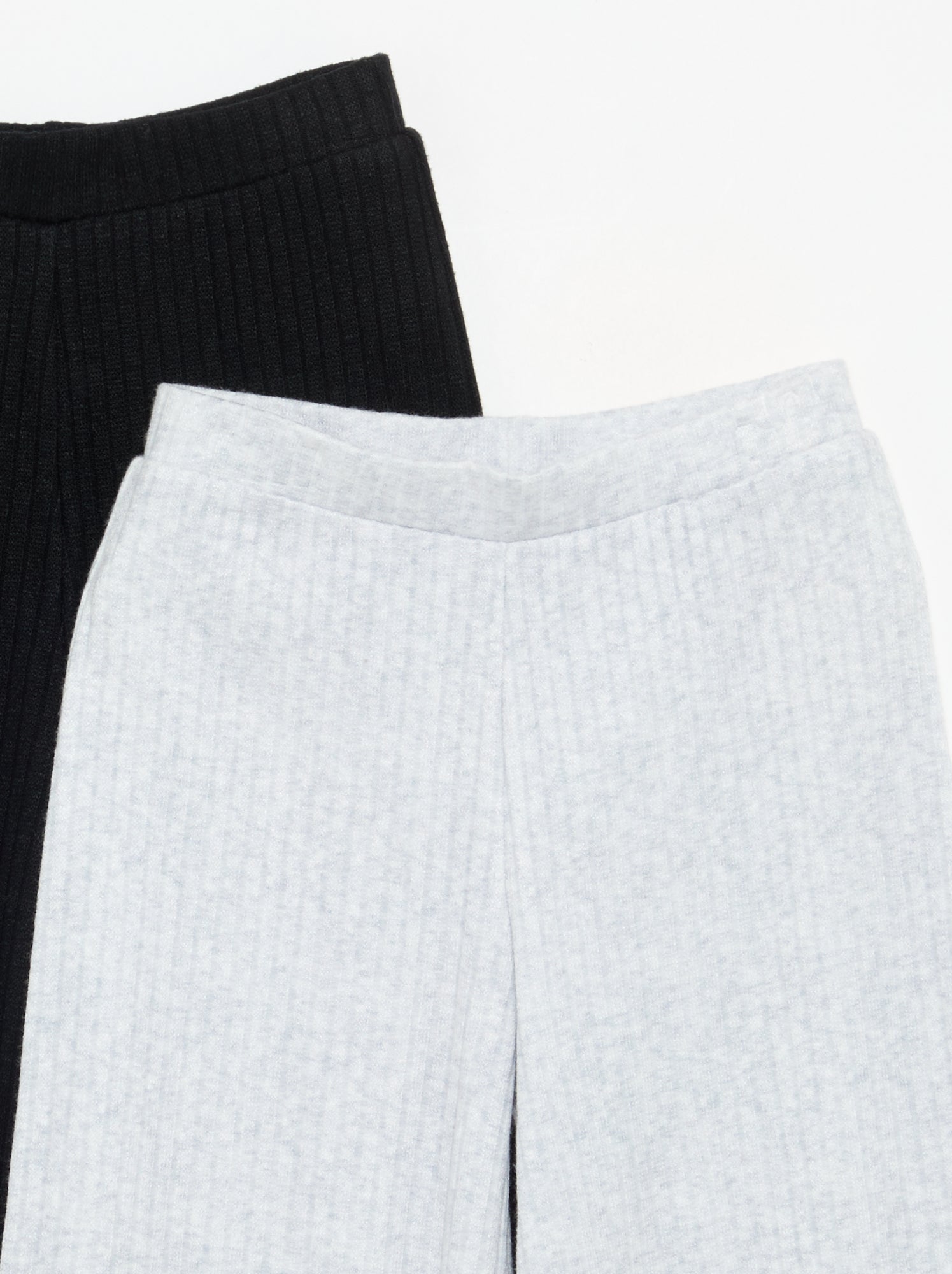 Lot de 2 pantalons en maille côtelée plate - Noir