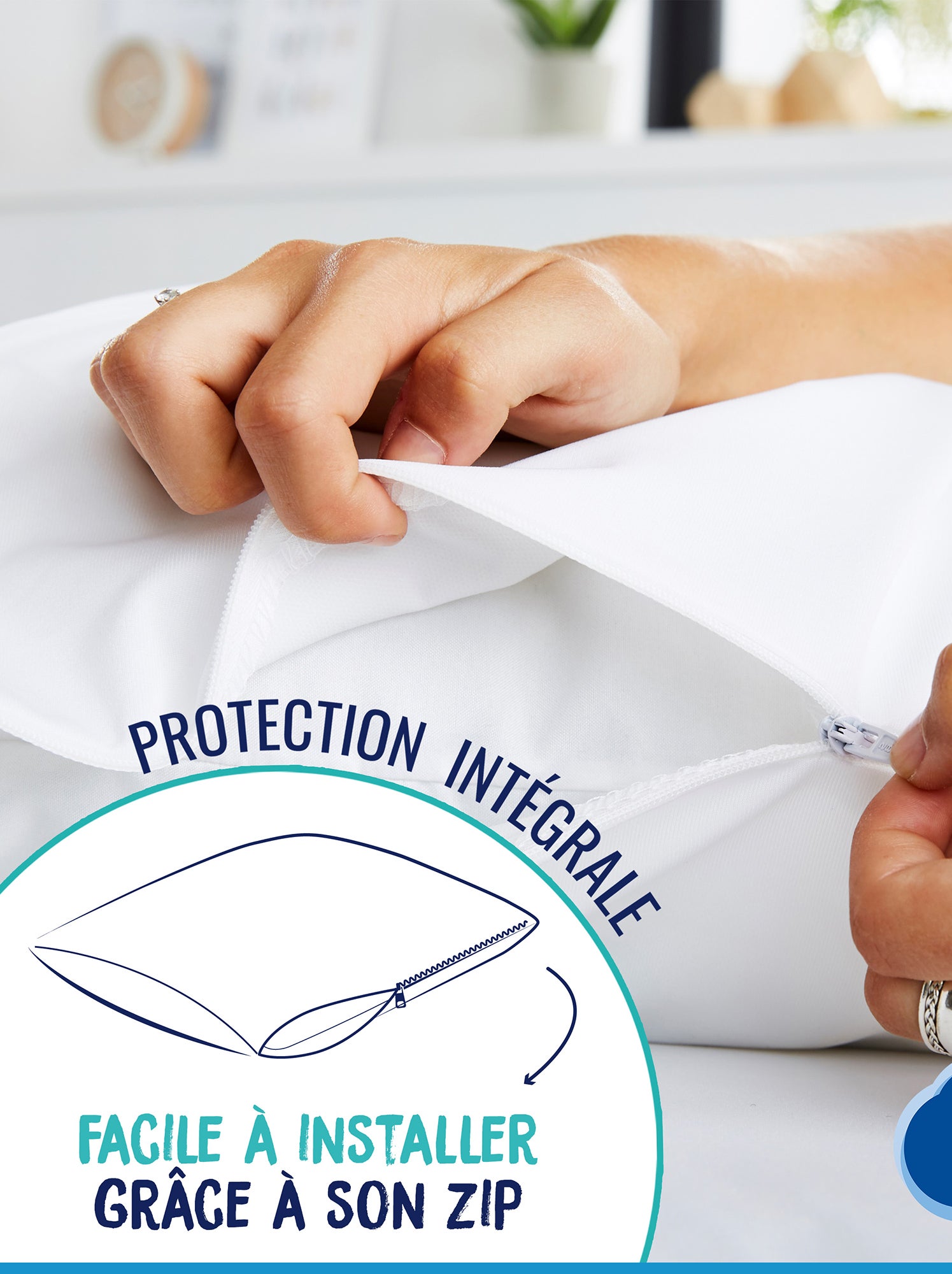 Lot de 2 protèges oreillers imperméables - Blanc