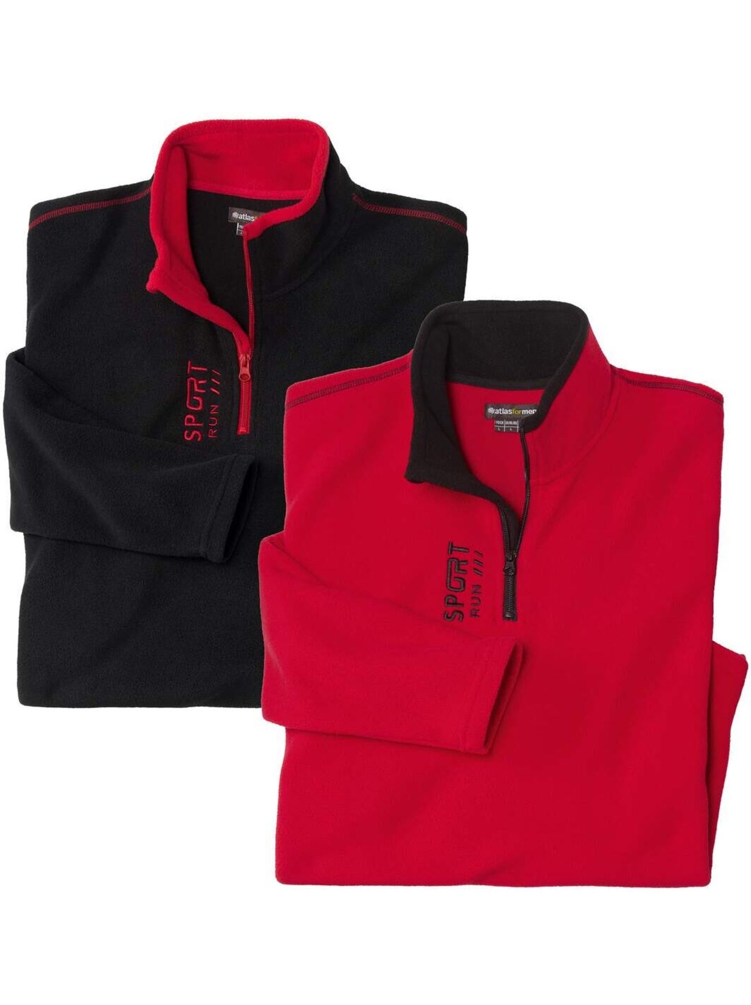 Lot de 2 pulls micropolaires sport   - atlas for men - Noir Rouge